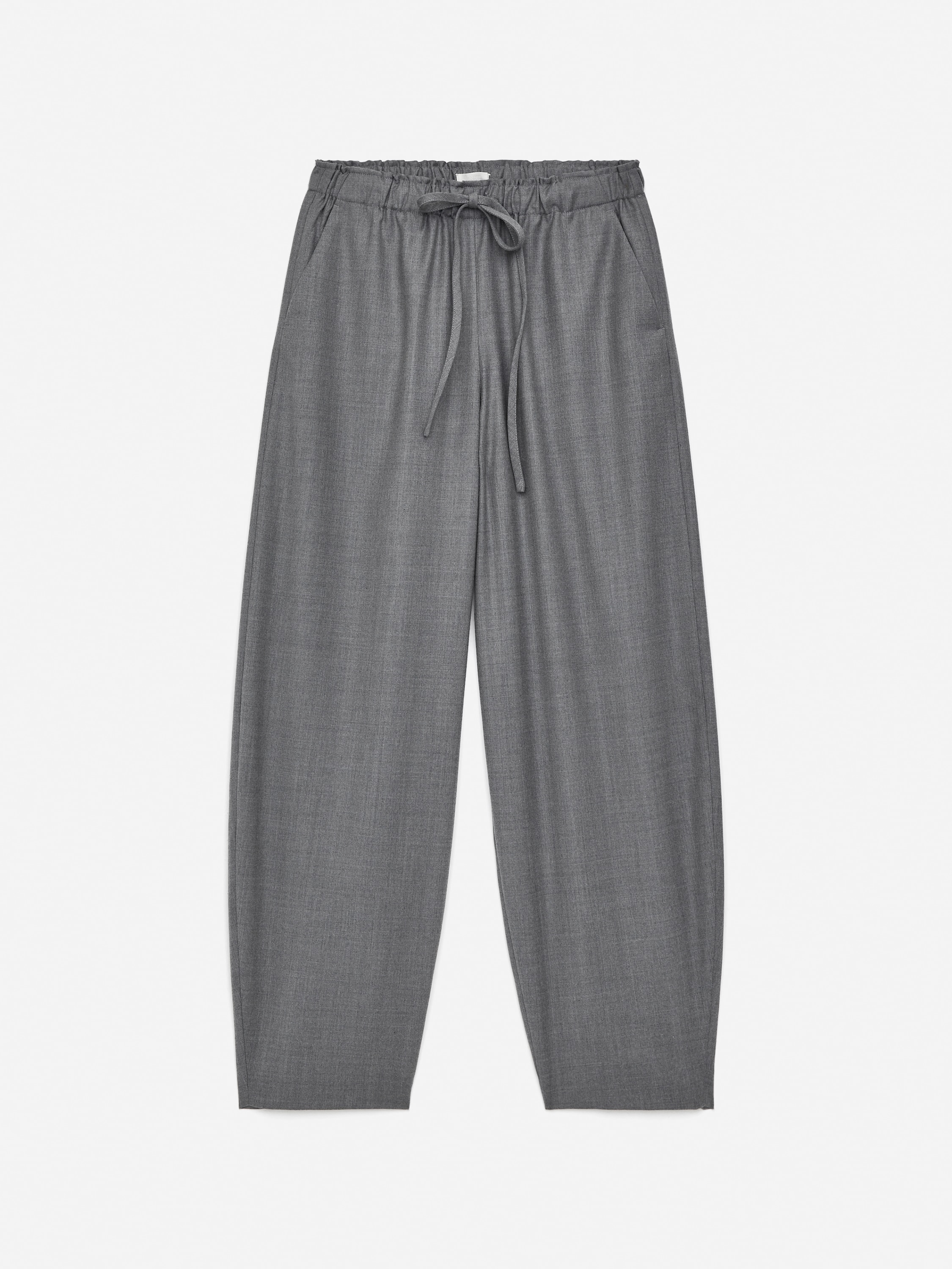 Drawstring Flannel Trousers - Dark Grey