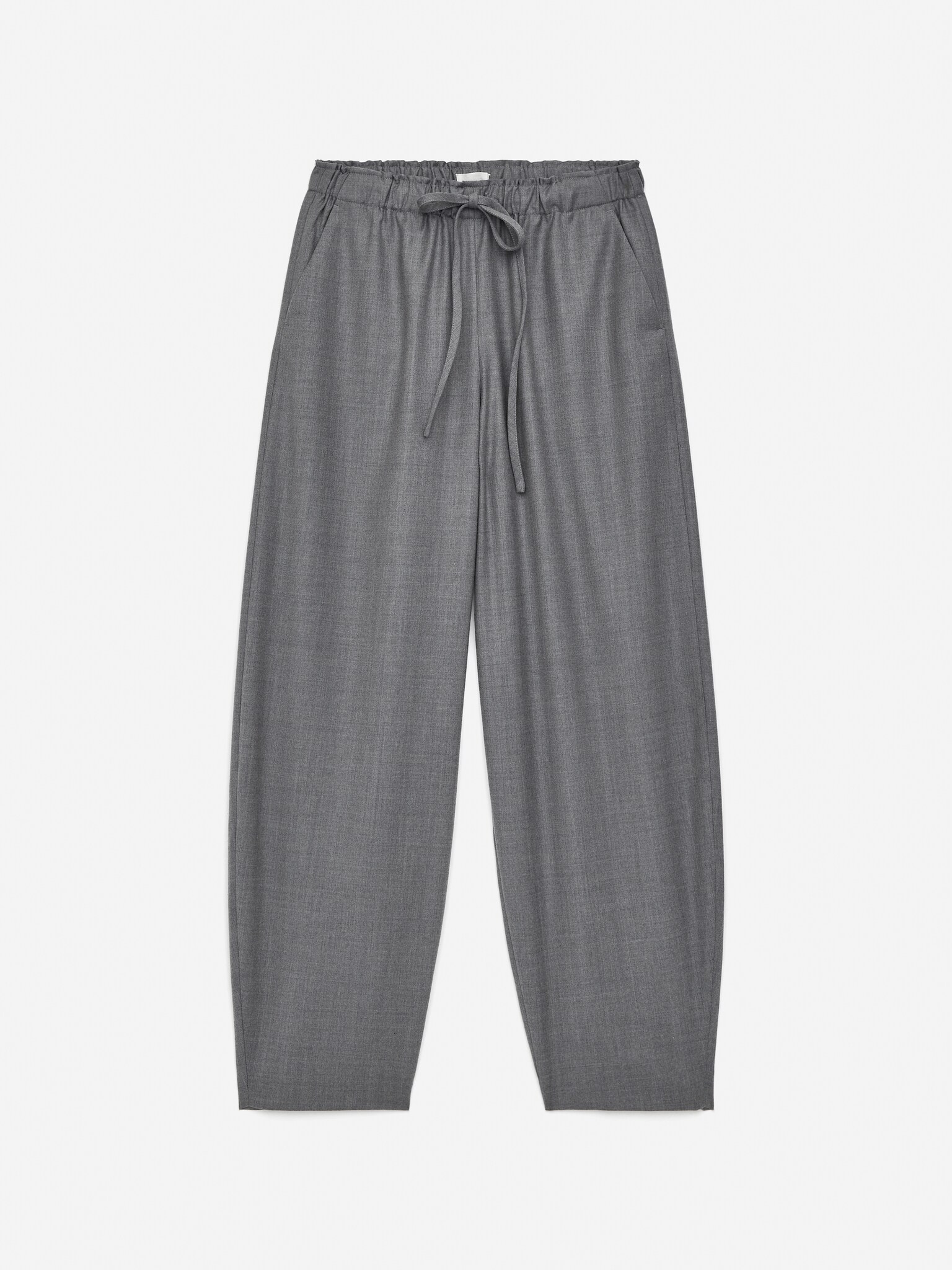 Drawstring Flannel Trousers - Dark Grey - 2