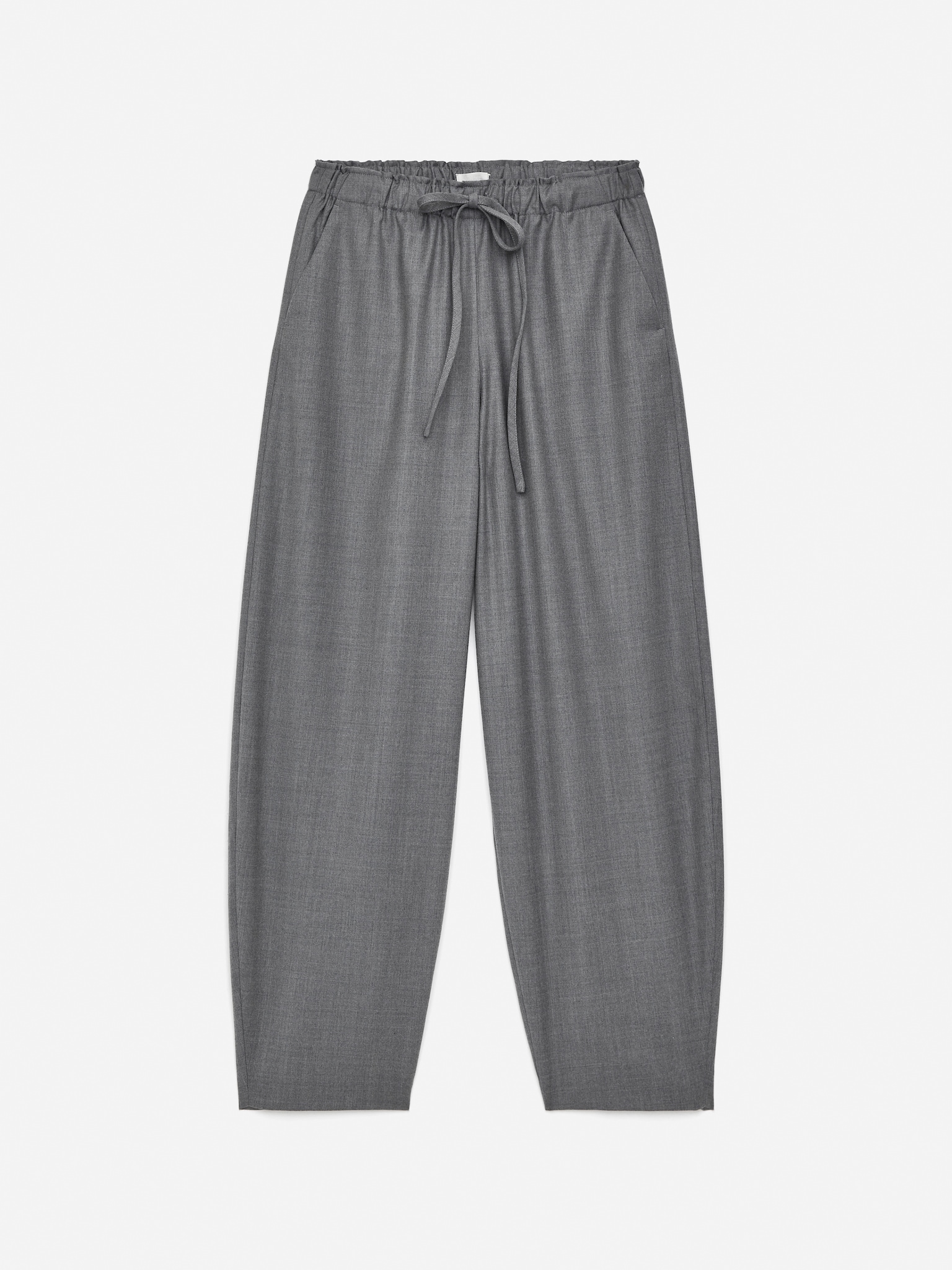 Drawstring Flannel Trousers - Dark Grey - 2