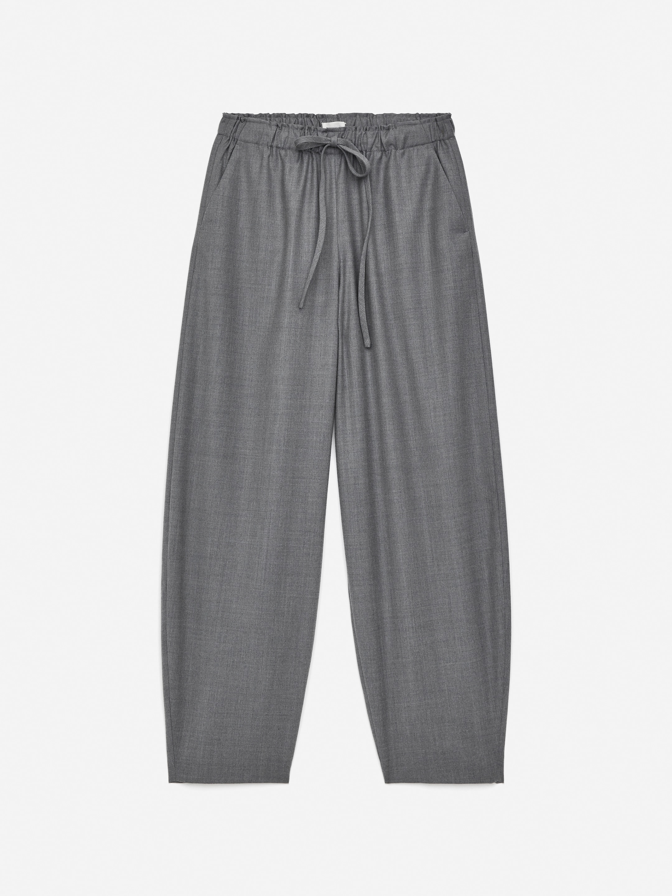Drawstring Flannel Trousers-#5B5C5F-16833