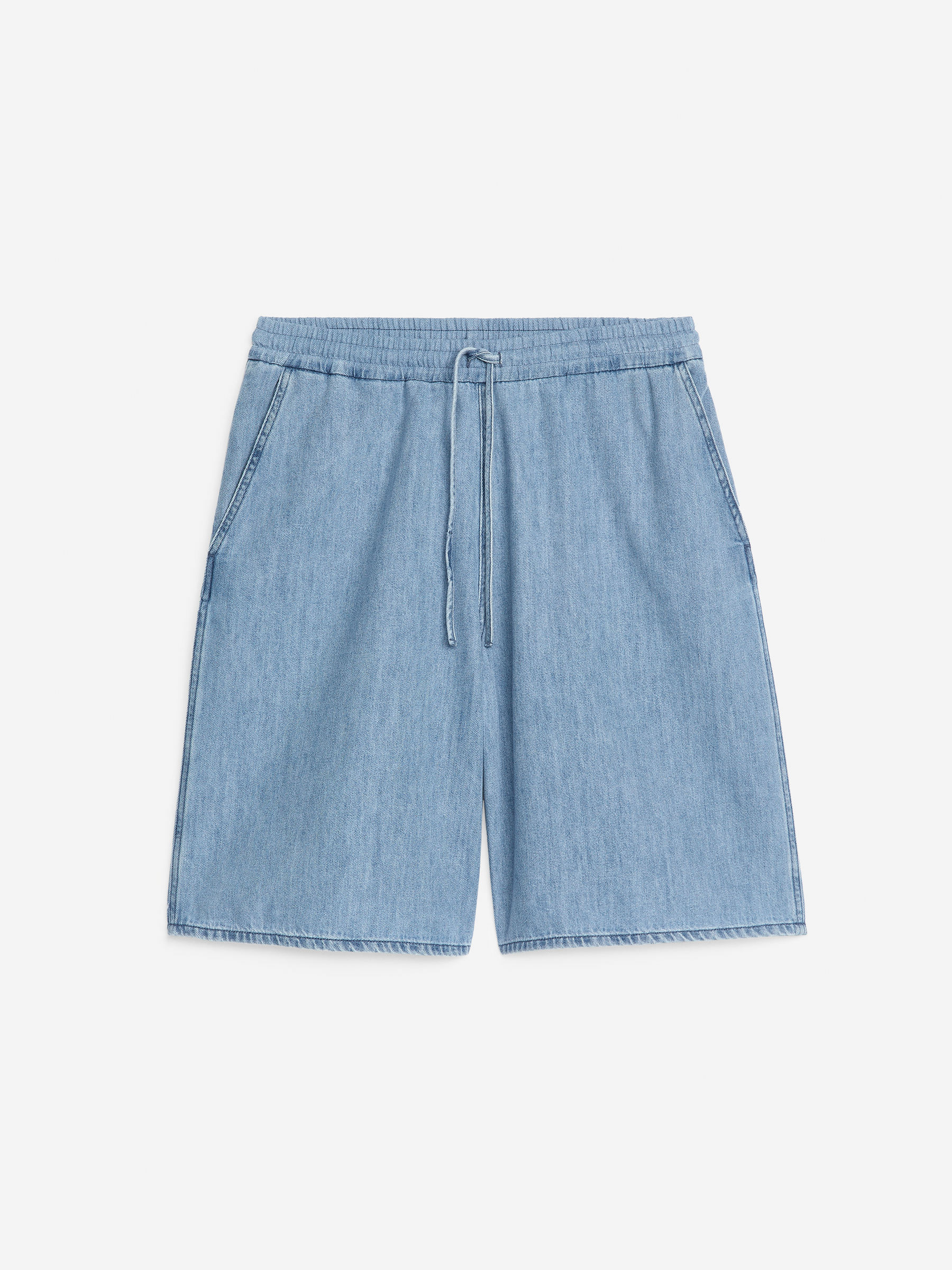 Pantalones cortos de sarga de denim-Azul-8018