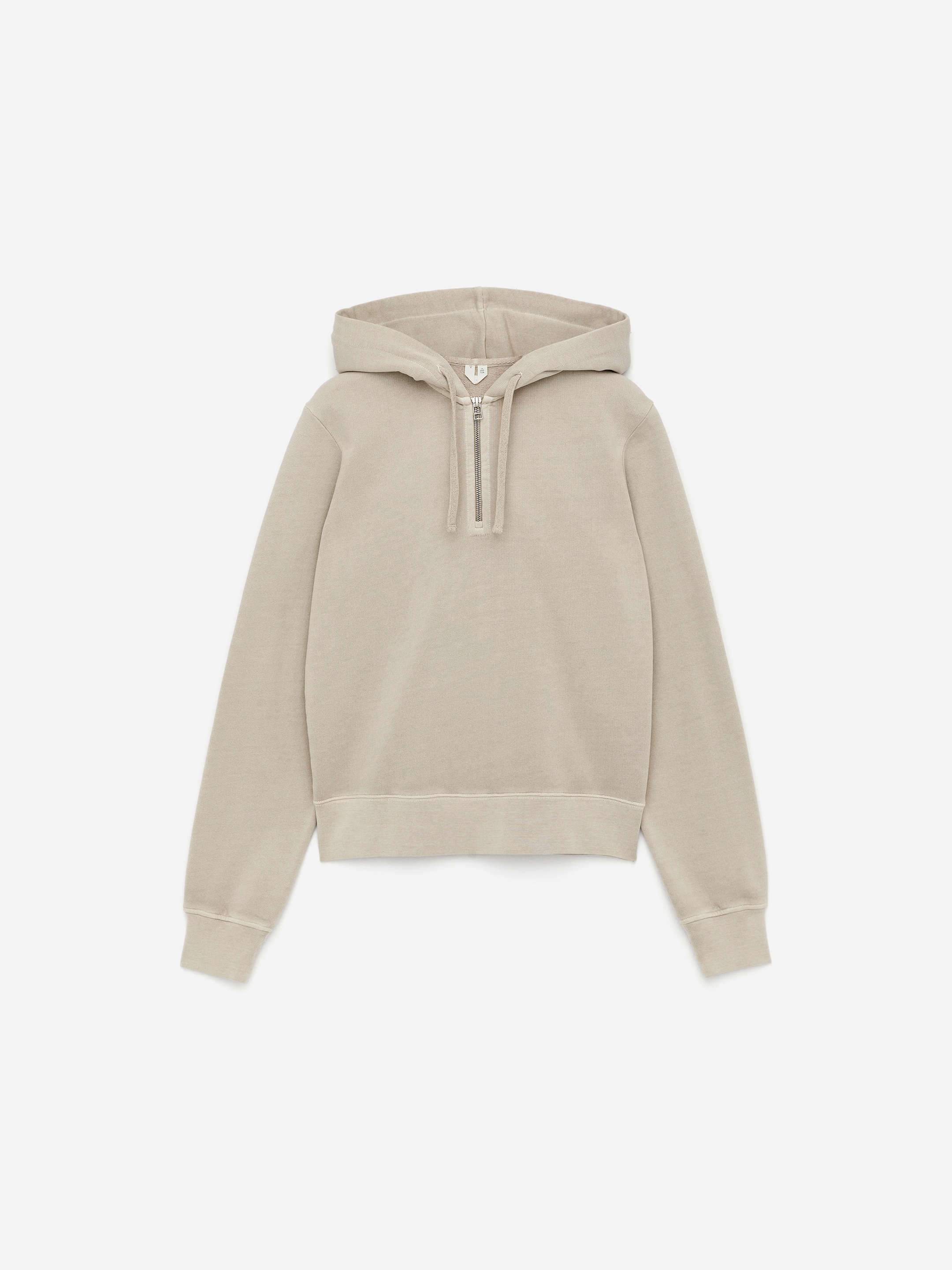 Half-Zip Cotton Hoodie-#B4B1A9-14985