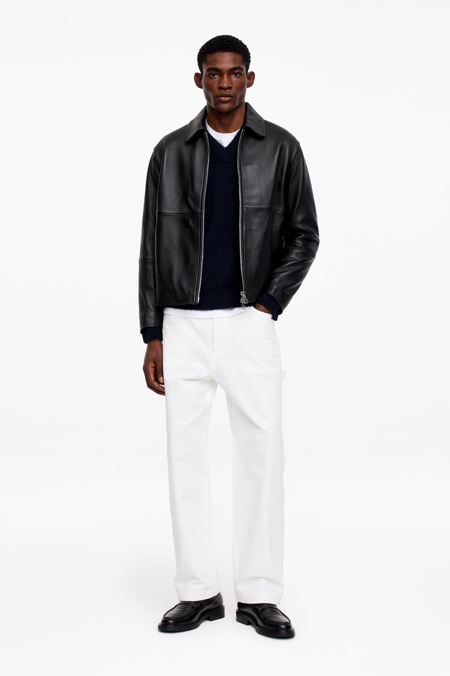 Kožená bunda - Čierna - 1