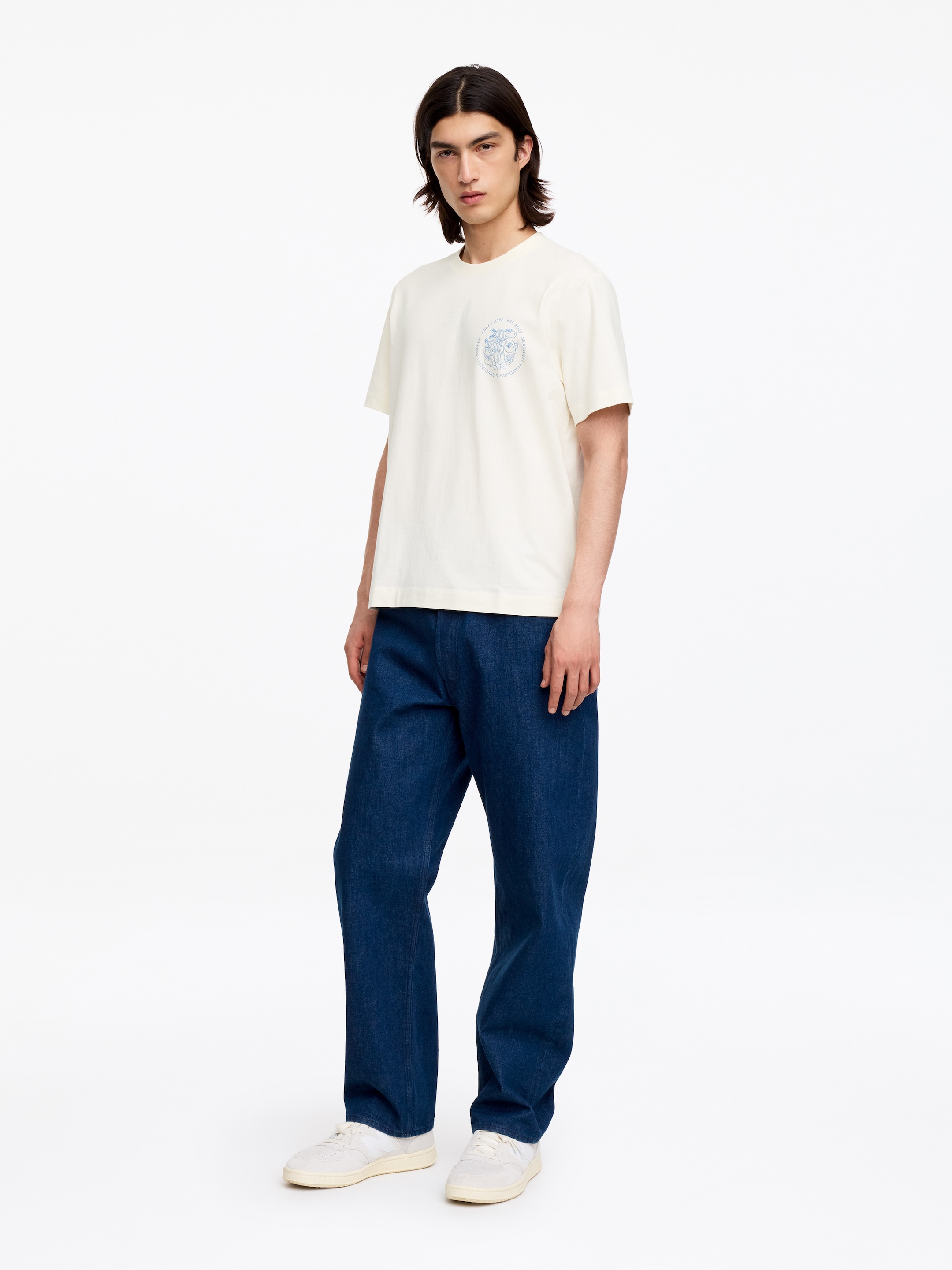ARKET CAFÉ Printed T-Shirt - Off White/Blue - Loose fit - Café - StillMedia/Lookbook - 6