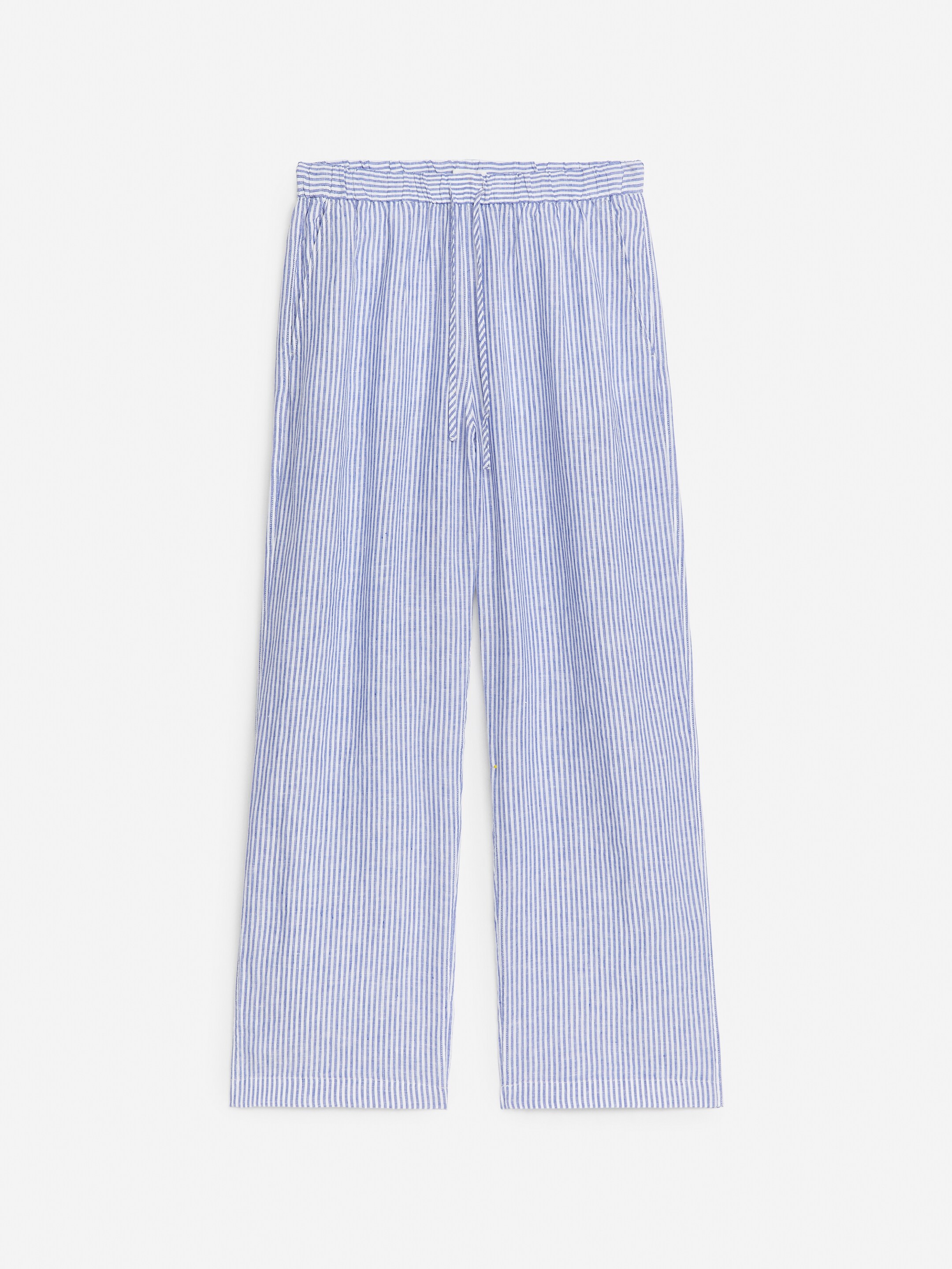 View larger image: Linen Drawstring Trousers - Blue/White - Ladies | H&M GB 1