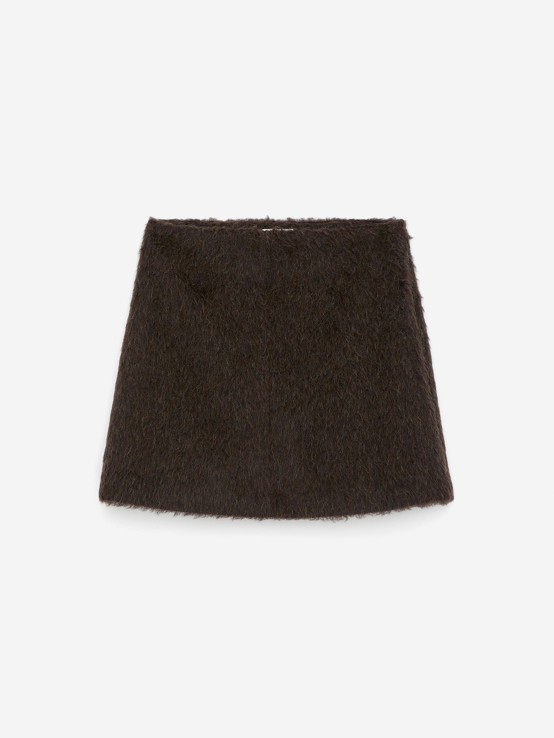 Wool-Alpaca Blend Skirt-Brown-16810