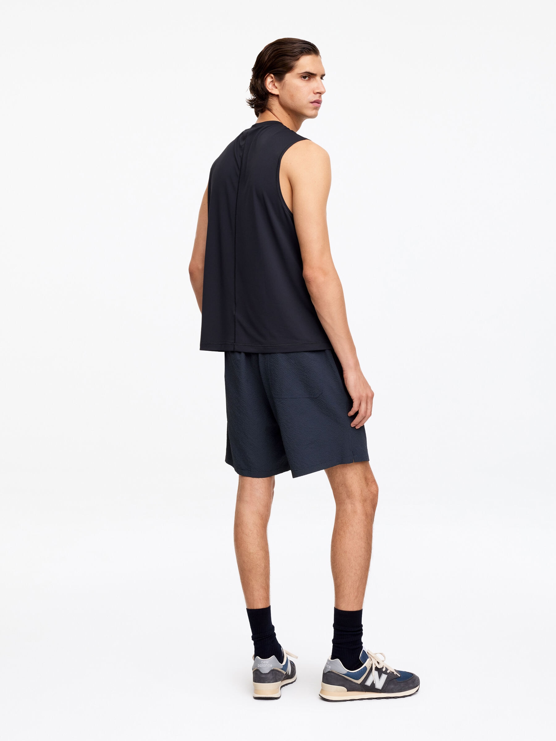 Short technique en seersucker - Bleu marine foncé - Regular fit - Homme - StillMedia/Lookbook - 5