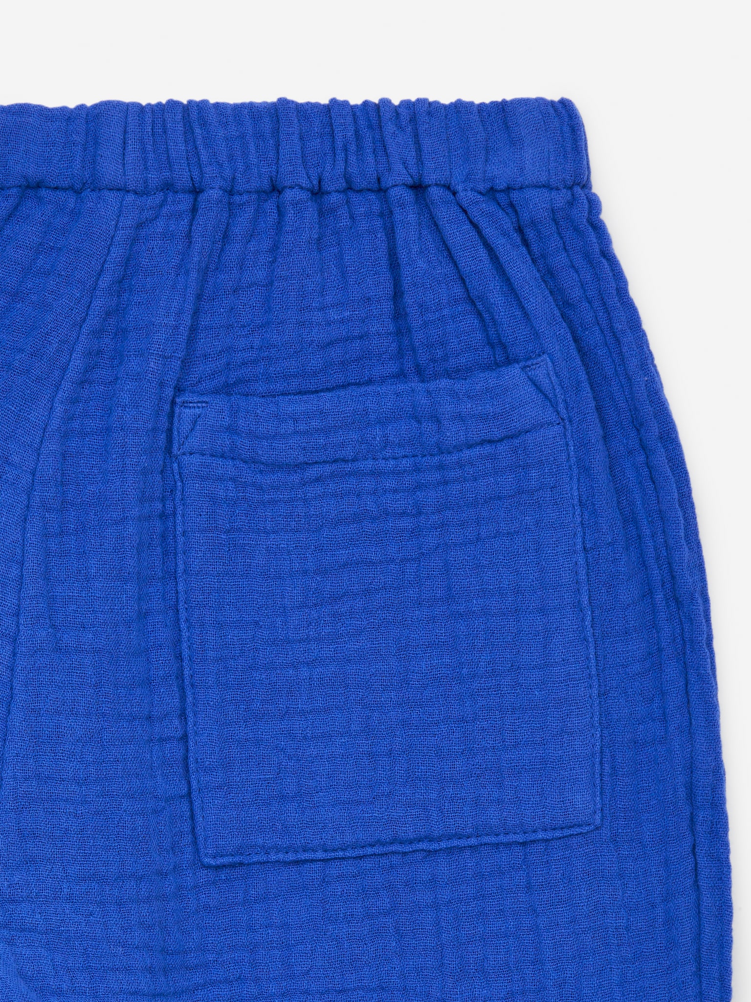 Pantalon en mousseline de coton - Bleu vif/Beige - 3