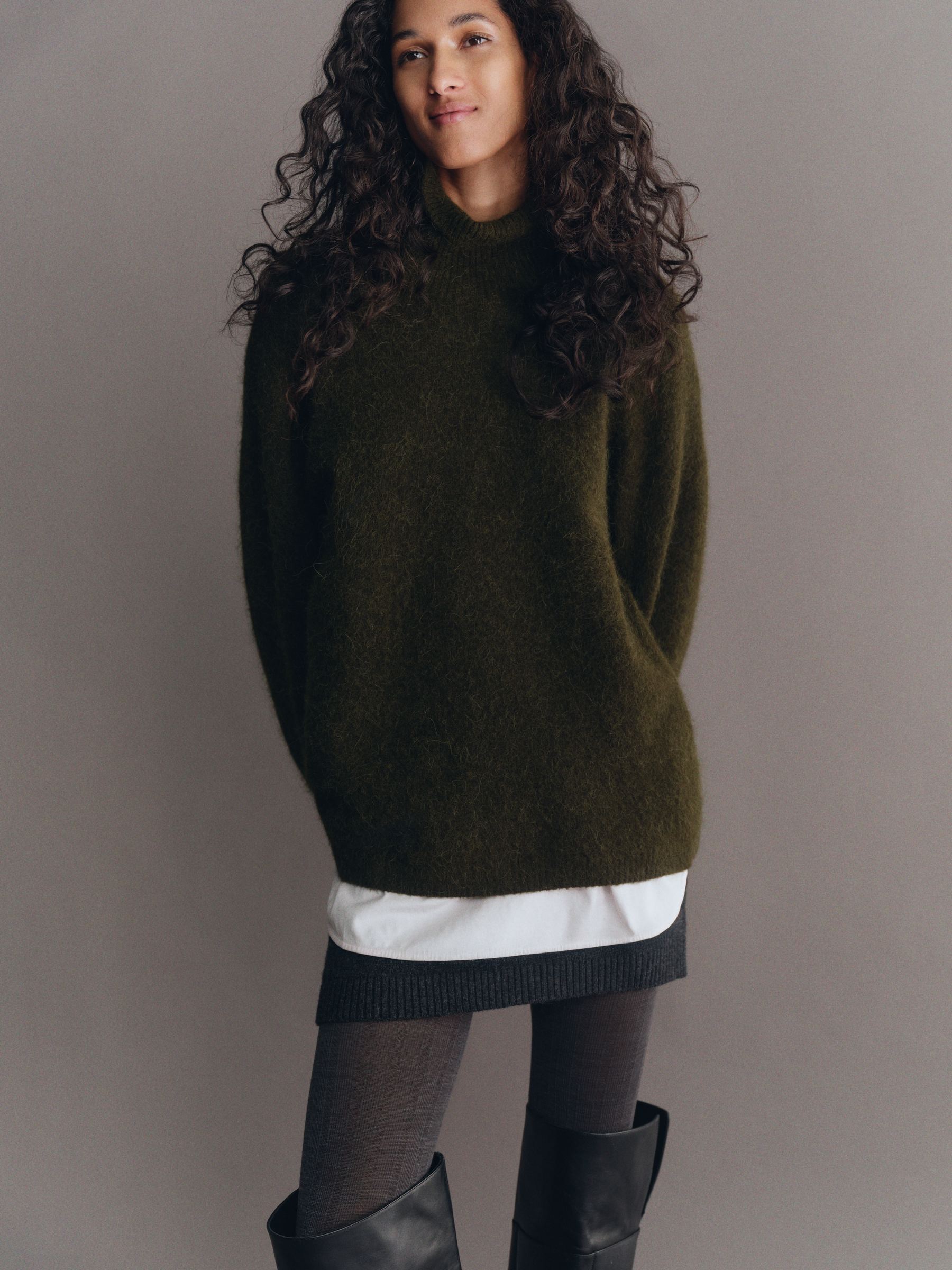 Roll-Neck Jumper - Dark Green - Oversized - Women - StillMedia/Environmental - 1