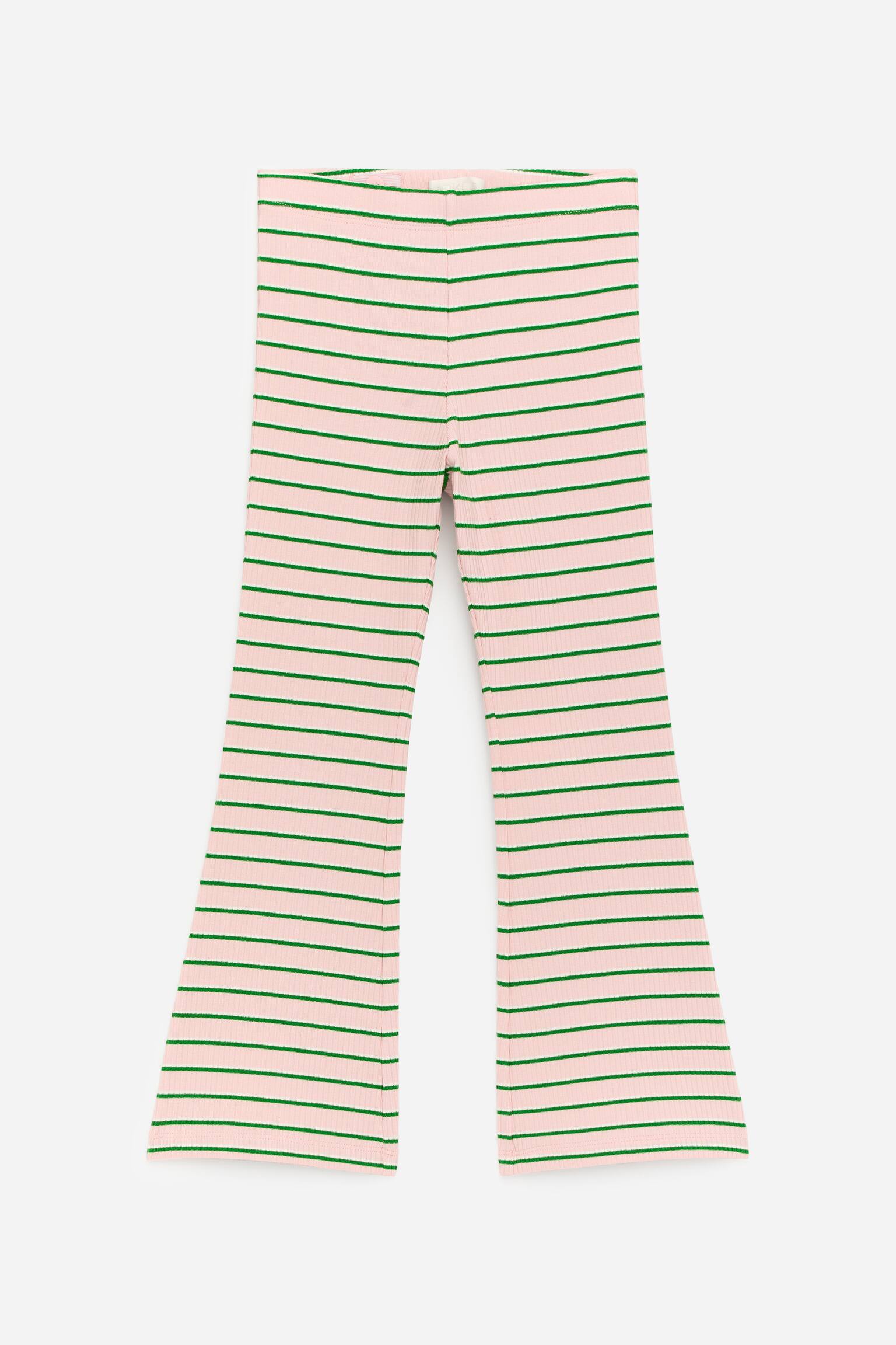 Trapéz bordázott leggings-Rózsaszín/Zöld/Fehér - 1