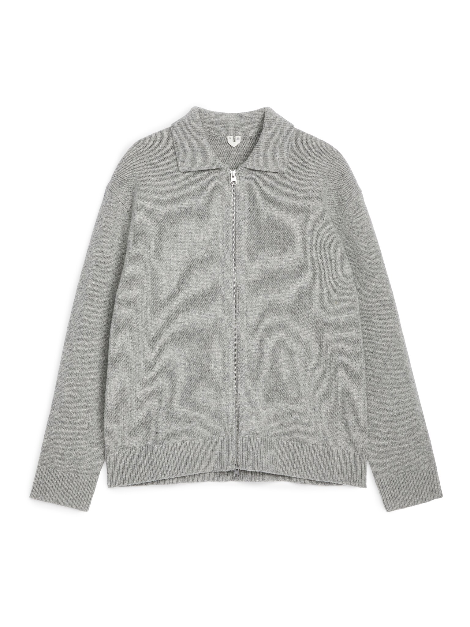 Cárdigan de lana con cremallera - Gris jaspeado