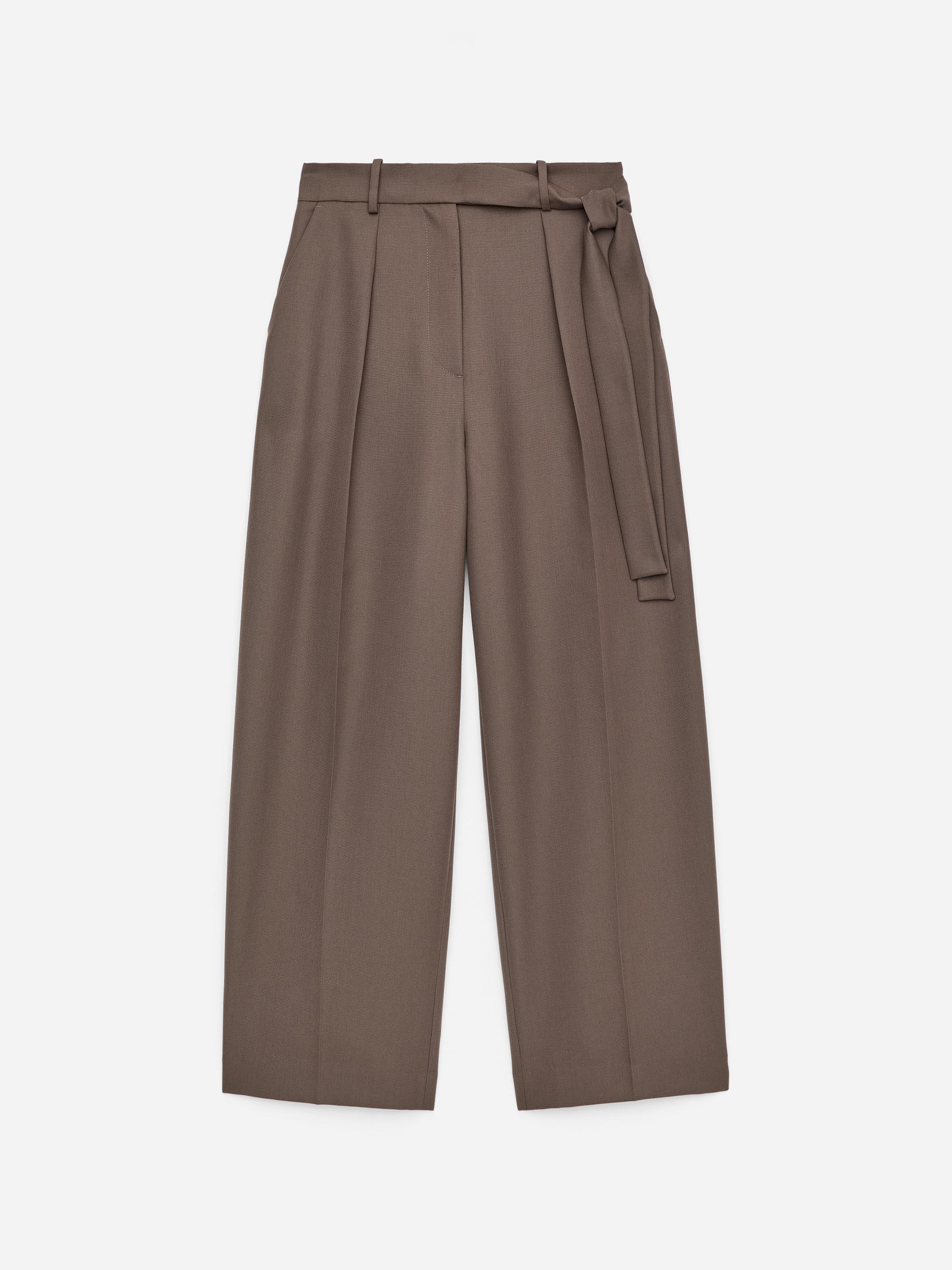 Tailored Wool-Blend Trousers-#6C655F-17604