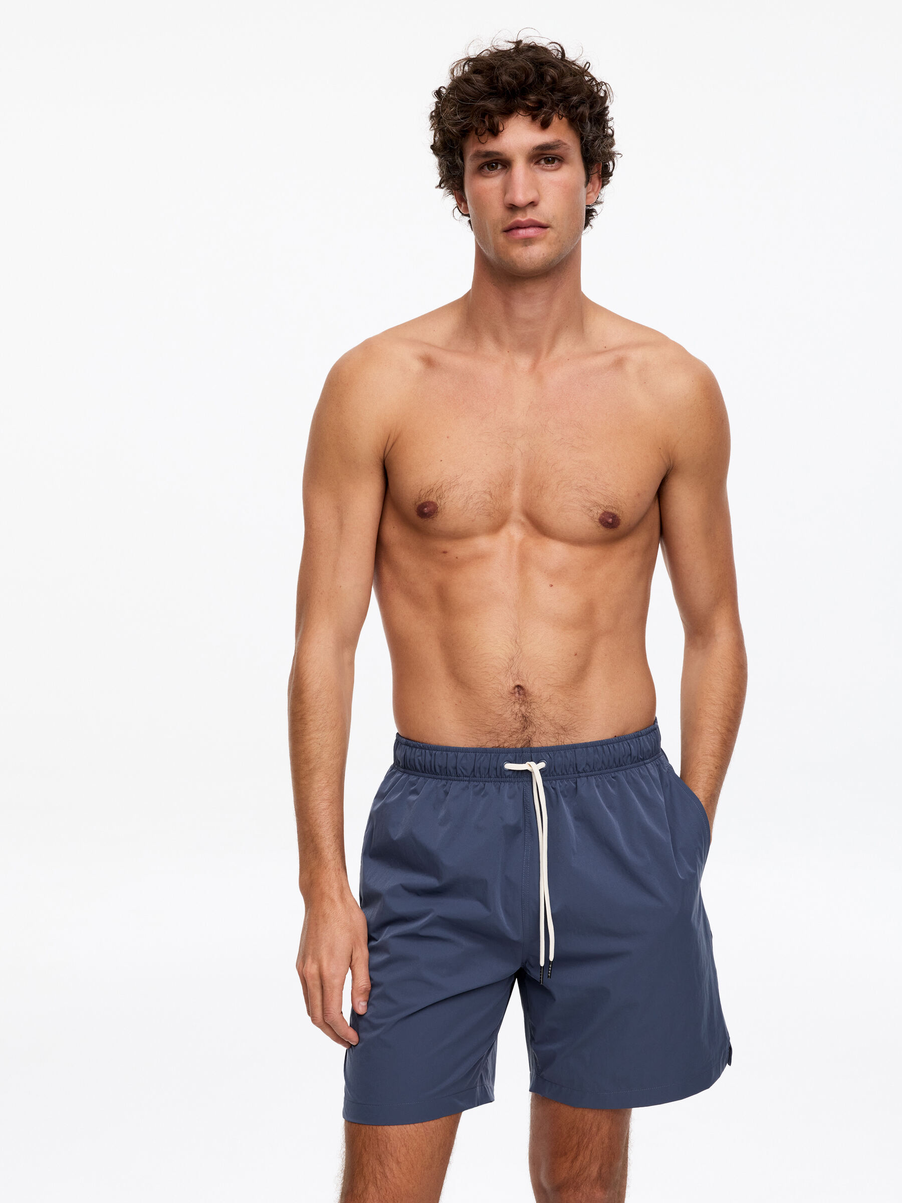 Sporty Swim Shorts - Blue - Regular fit - Men - StillMedia/Lookbook - 11