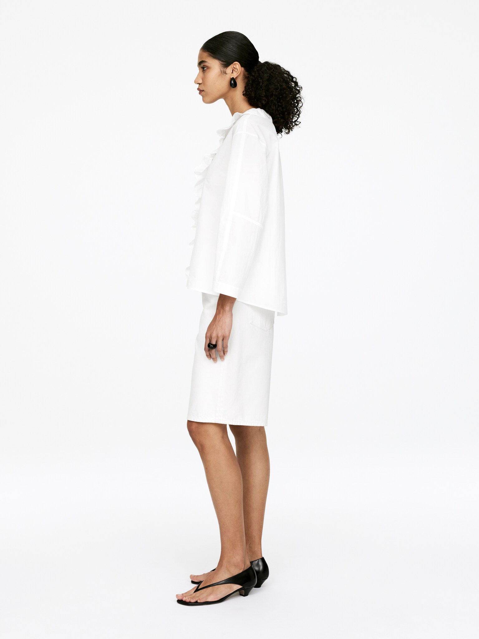 Frill Blouse - White/Bright Orange - 6