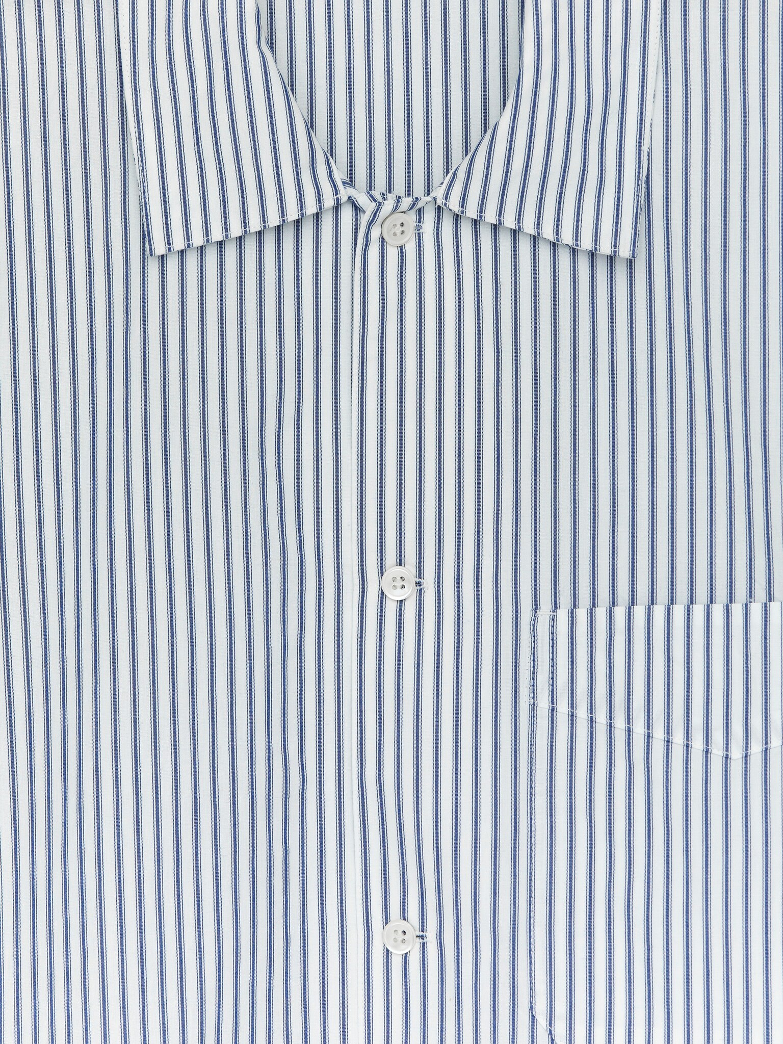 Pyjama-Hemd aus Popeline - Weiß/Blau - 5