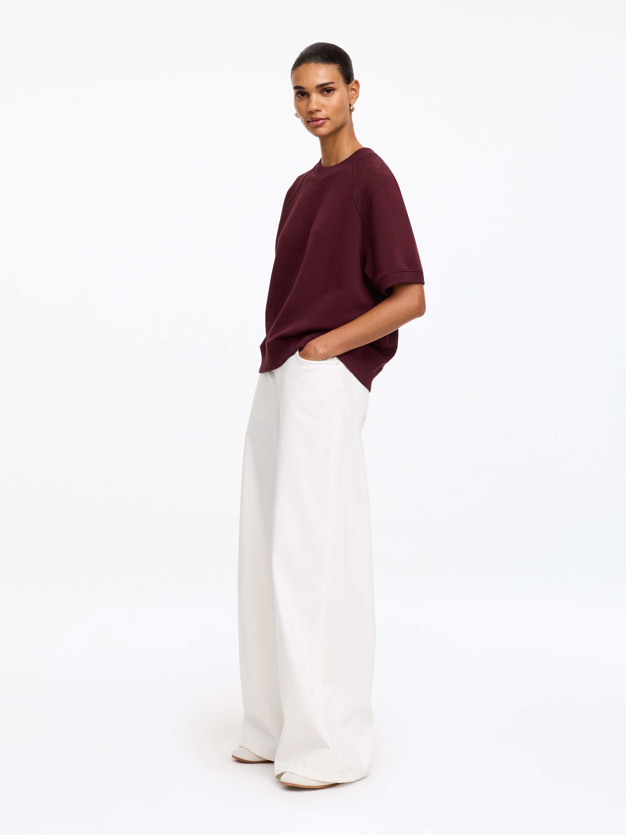 Bluza z tkaniny frotté - Ciemnoczerwony - Fason normalny - Women - StillMedia/Lookbook - 5