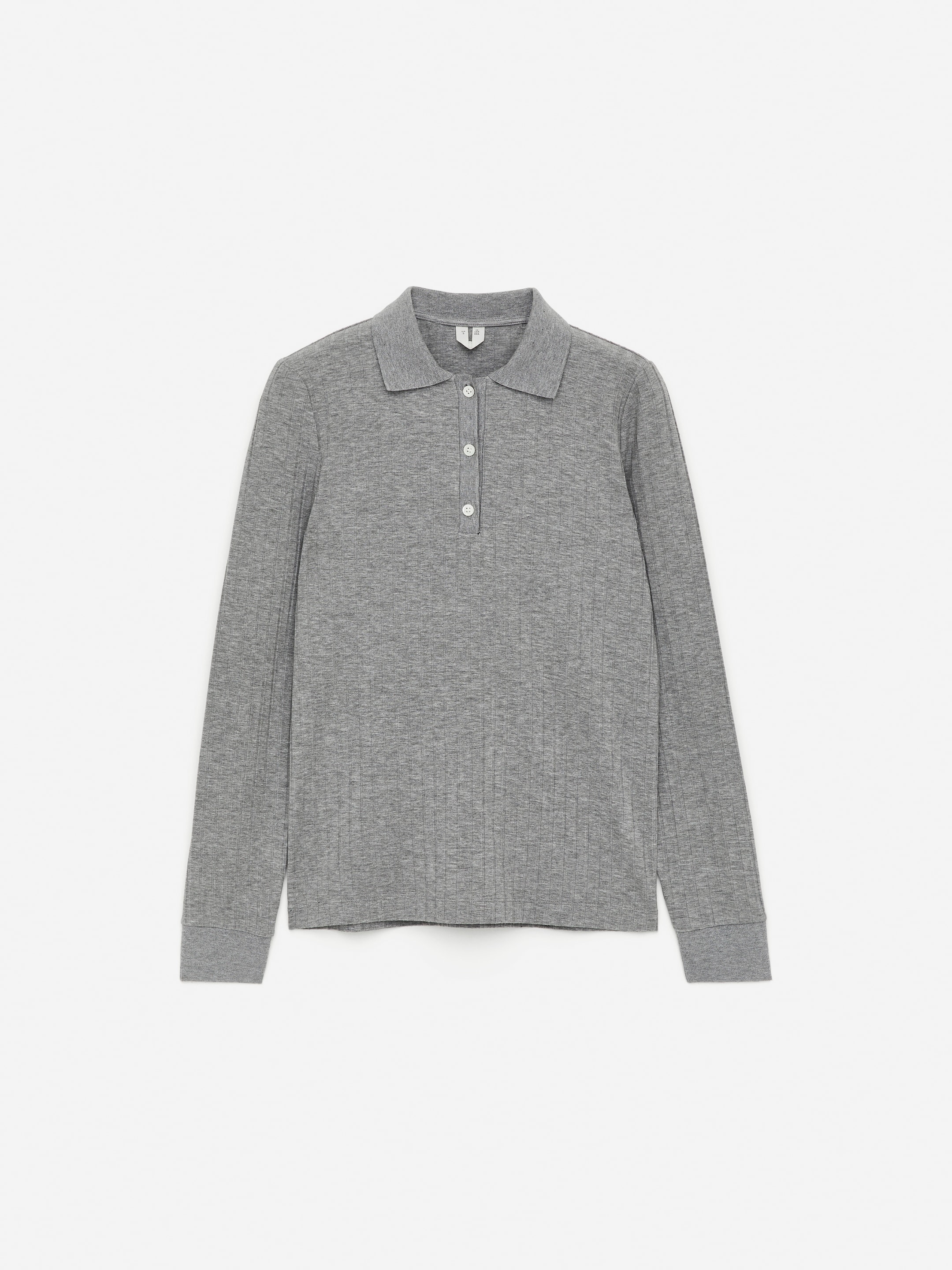 Ribbed Polo Shirt-#858587-15052