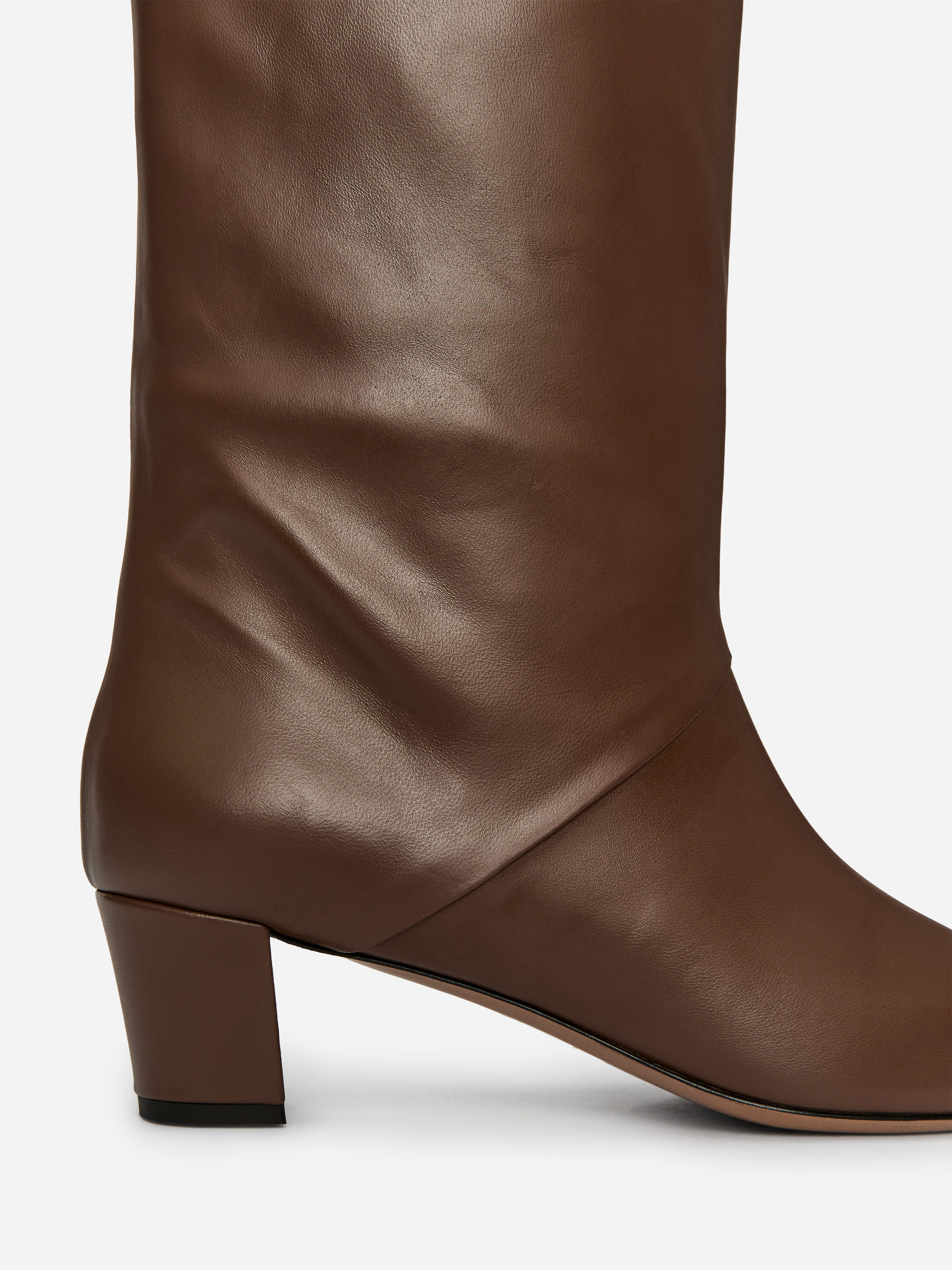 Mid-Calf Leather Boots - Dark Brown - Women - StillMedia/DescriptiveDetail - 4
