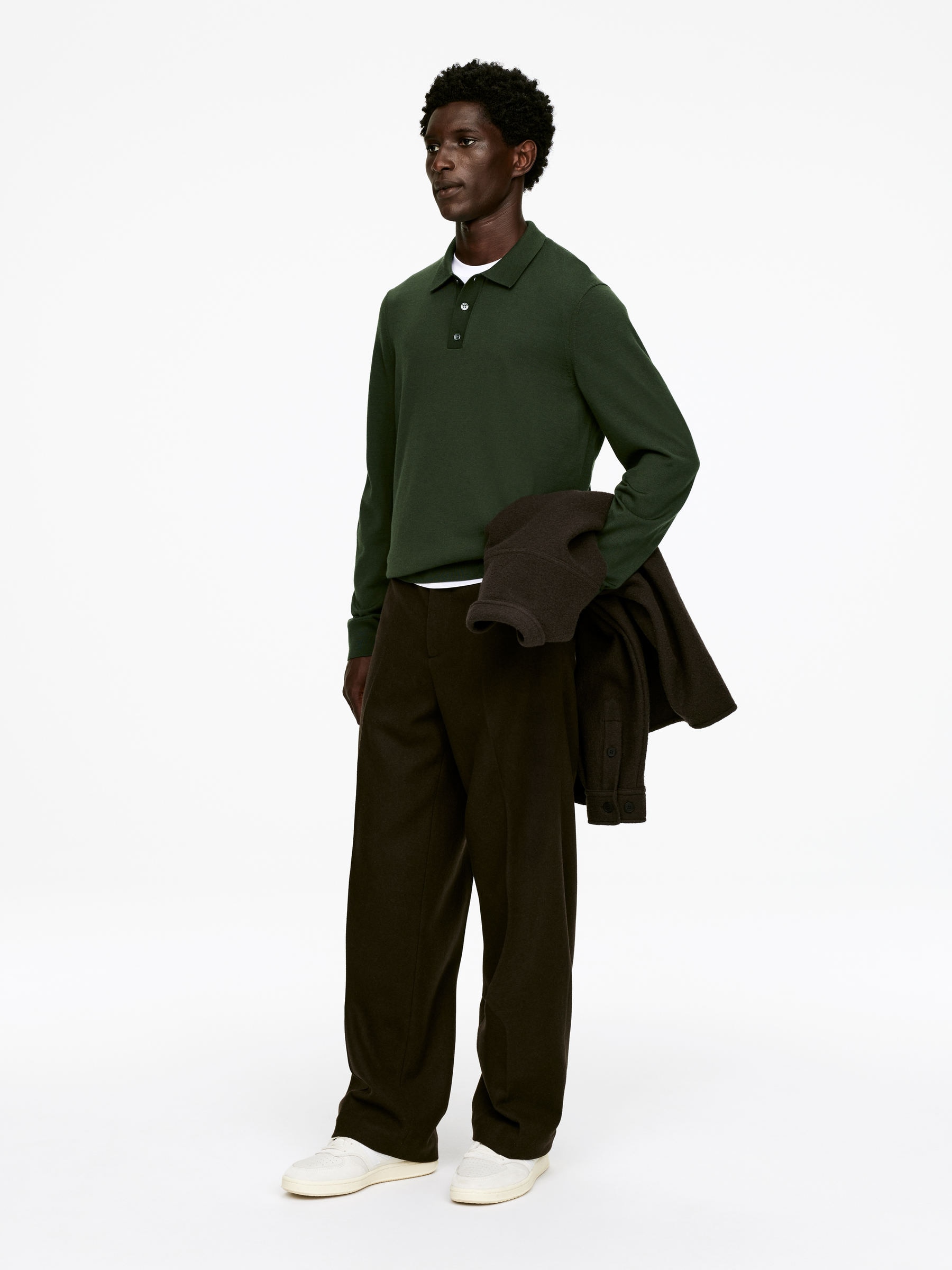 Merino Polo Jumper - Dark Green - Regular fit - Men - StillMedia/Lookbook - 15