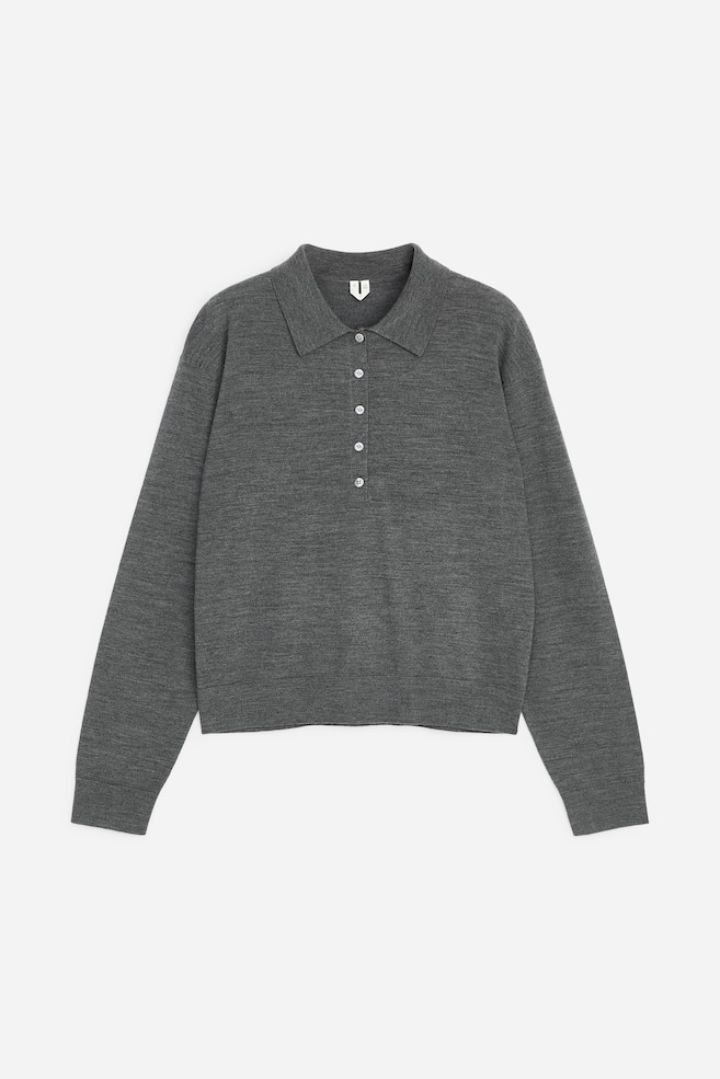 Polo de lana merino - Gris/Blanco roto - 1