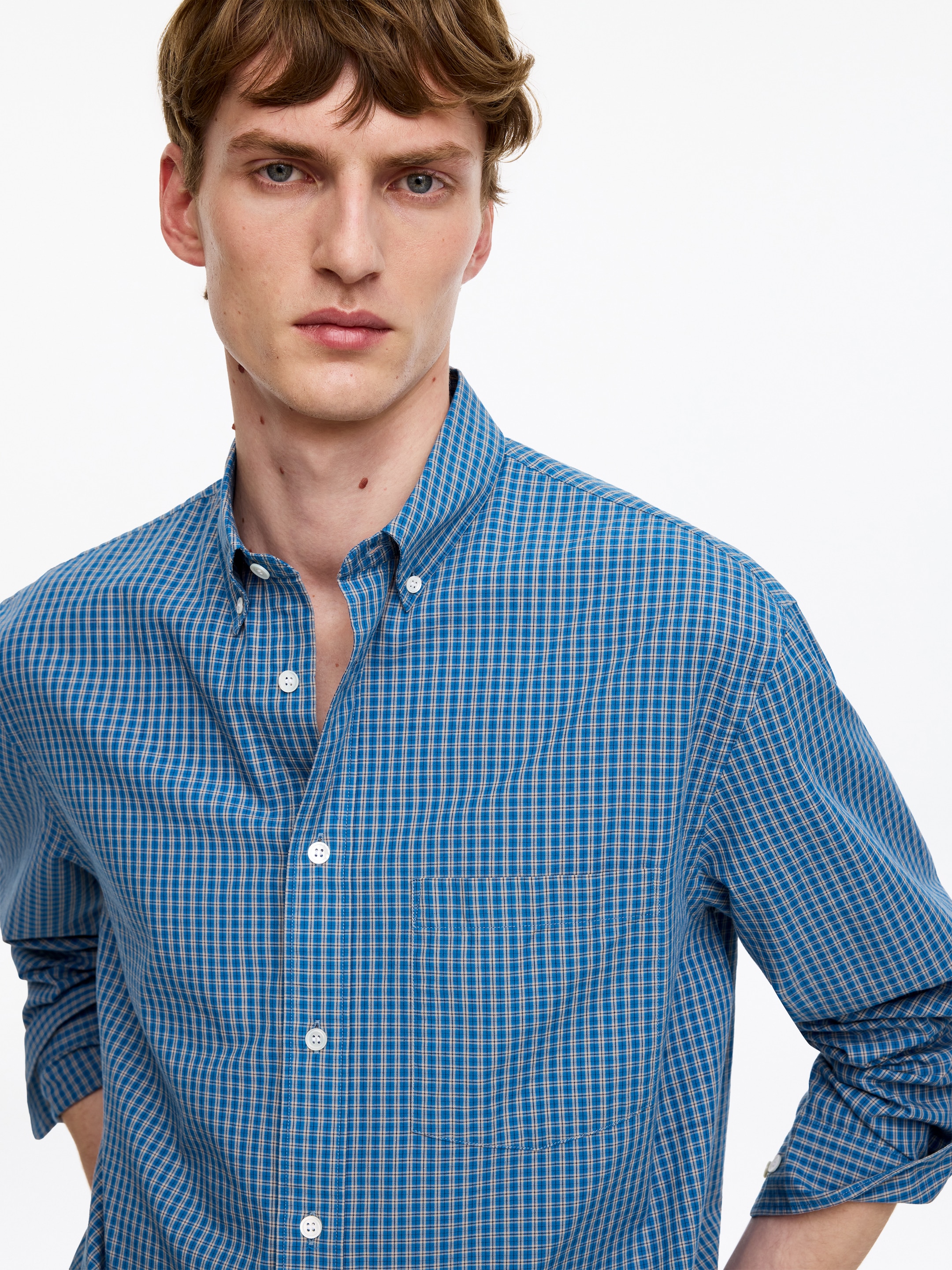 Chemise décontractée en coton - Bleu/Carreaux - Regular fit - men - StillMedia/Lookbook - 2
