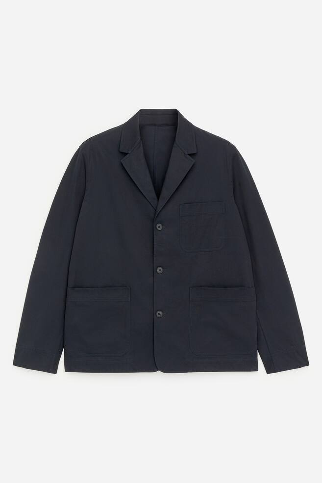 Cotton Twill Blazer - Dark Blue - 1