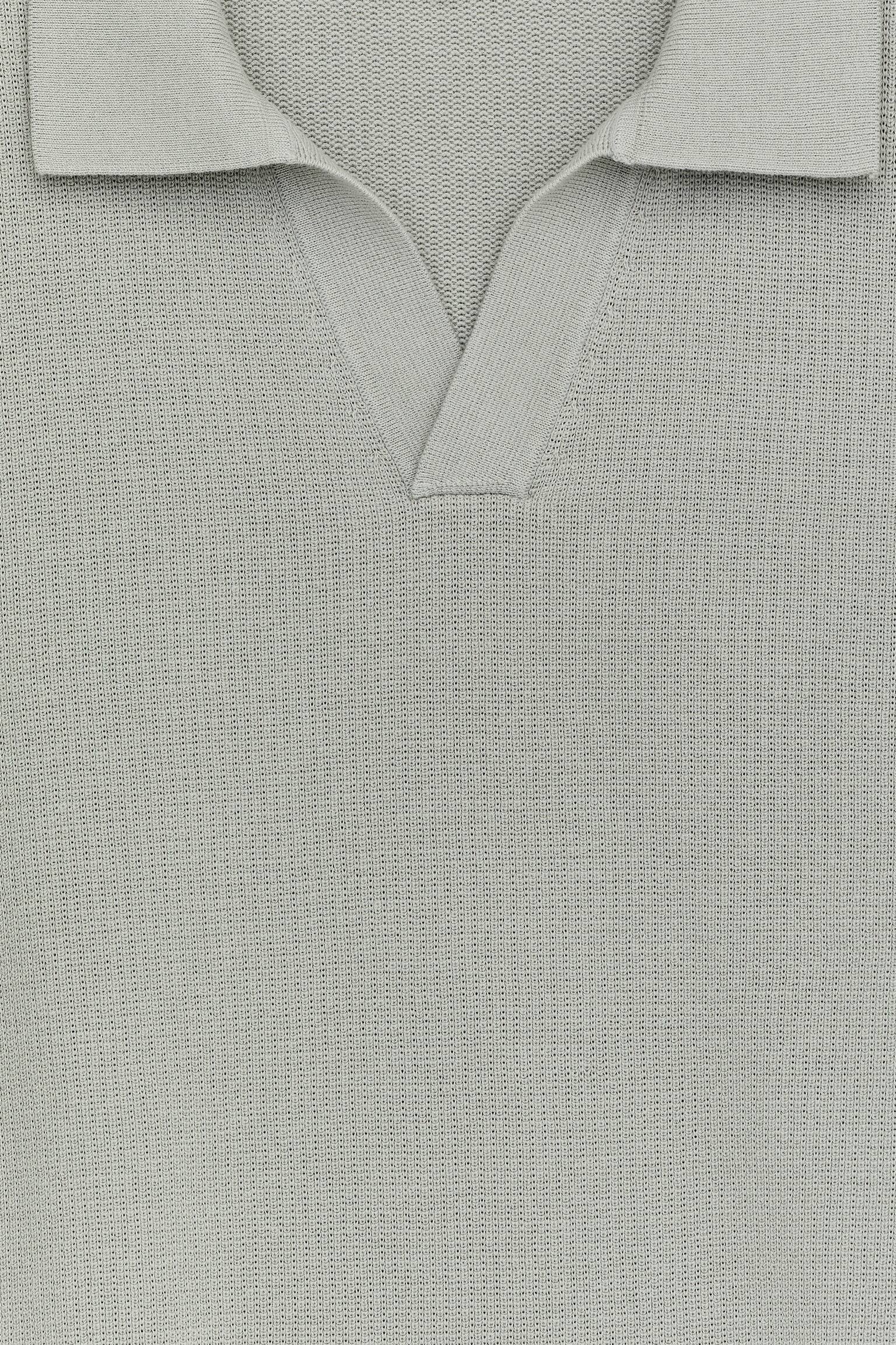 Polo shirt med textur - Mintgrön/Mörkblå/Off-white - 4