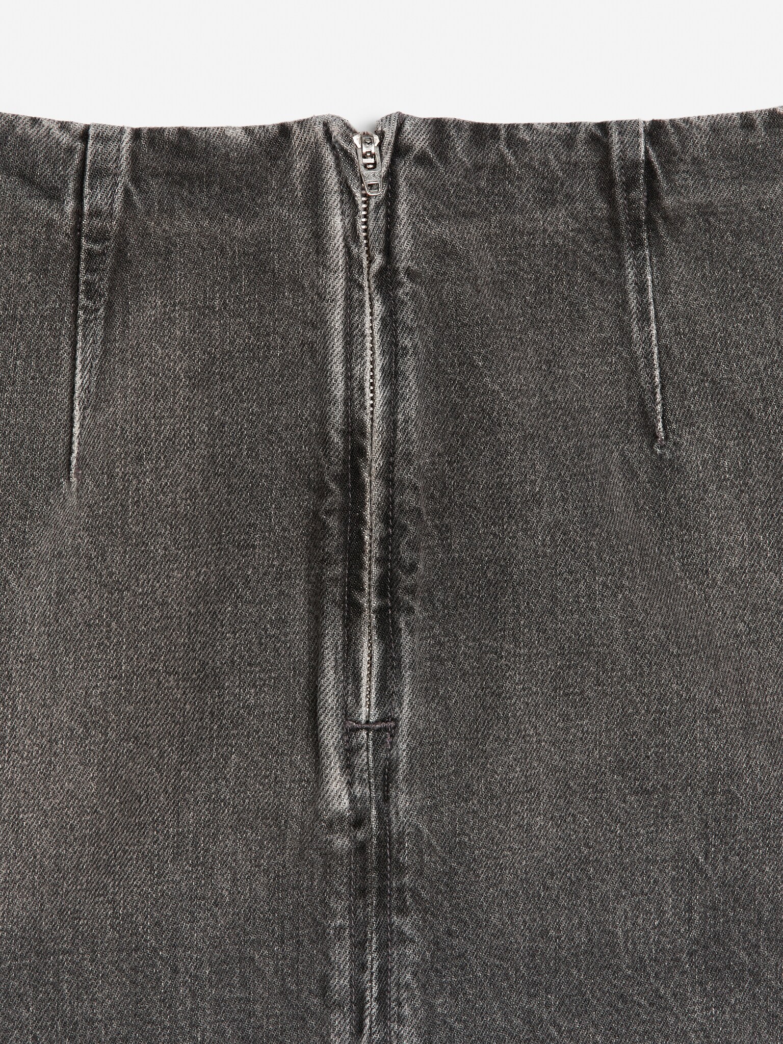 Short Denim Skirt - Washed Grey - 2