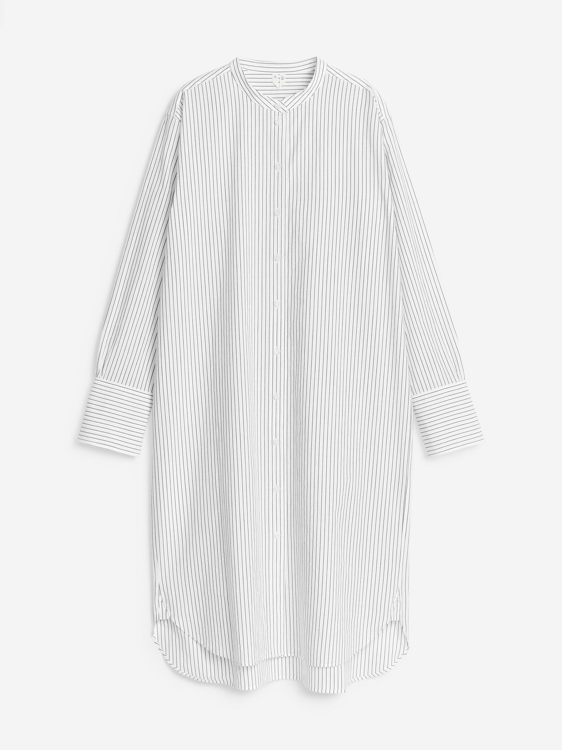 Hemdkleid aus gewaschener Baumwolle - Weiß/Blau - Regular Fit - Women - StillMedia/DescriptiveStillLife - 1