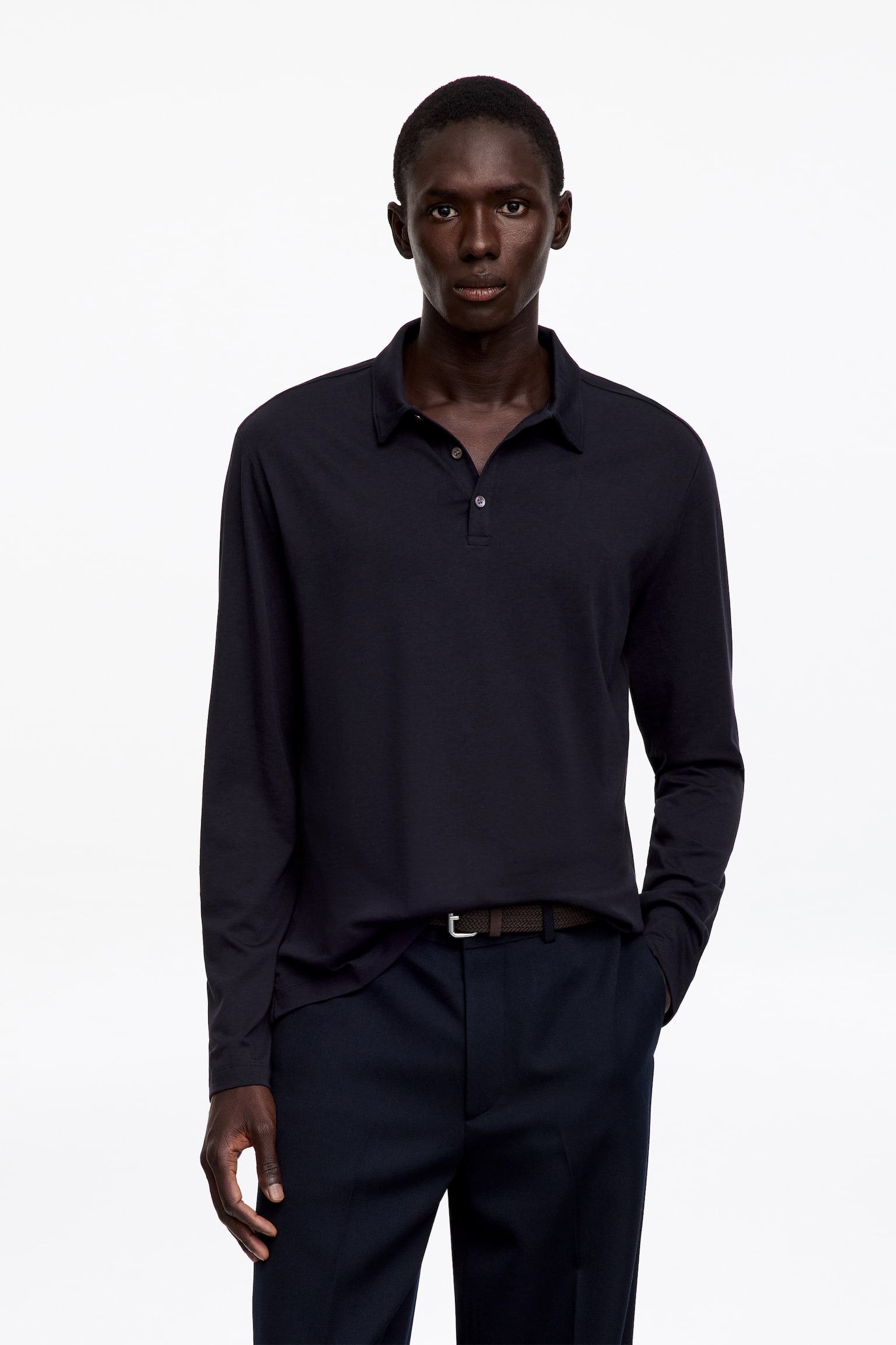 Lightweight Polo Shirt - Dark Navy/Brown - 1