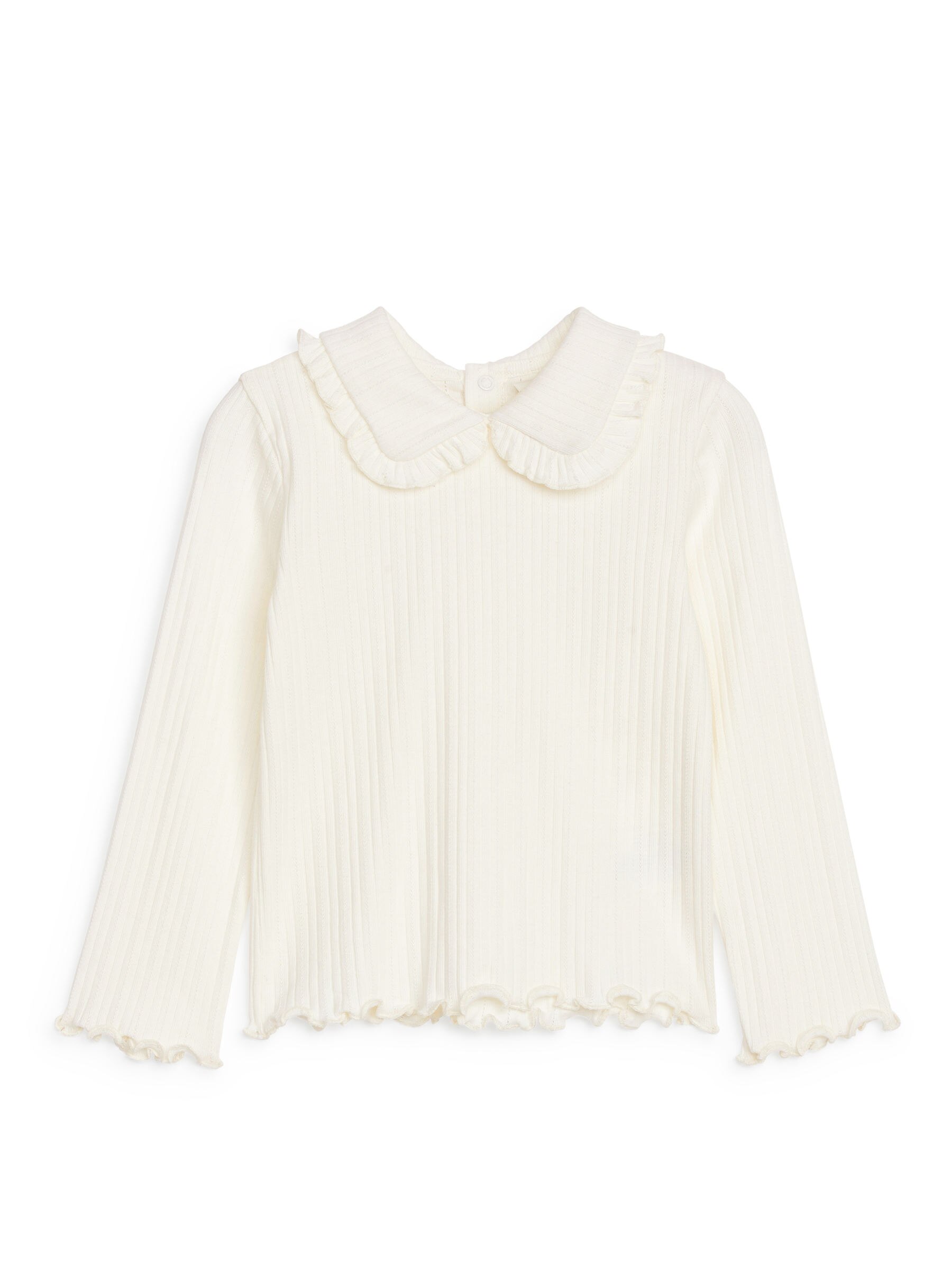 Frill Collar Pointelle Top - Off White - Regular fit - Children - StillMedia/DescriptiveStillLife - 2