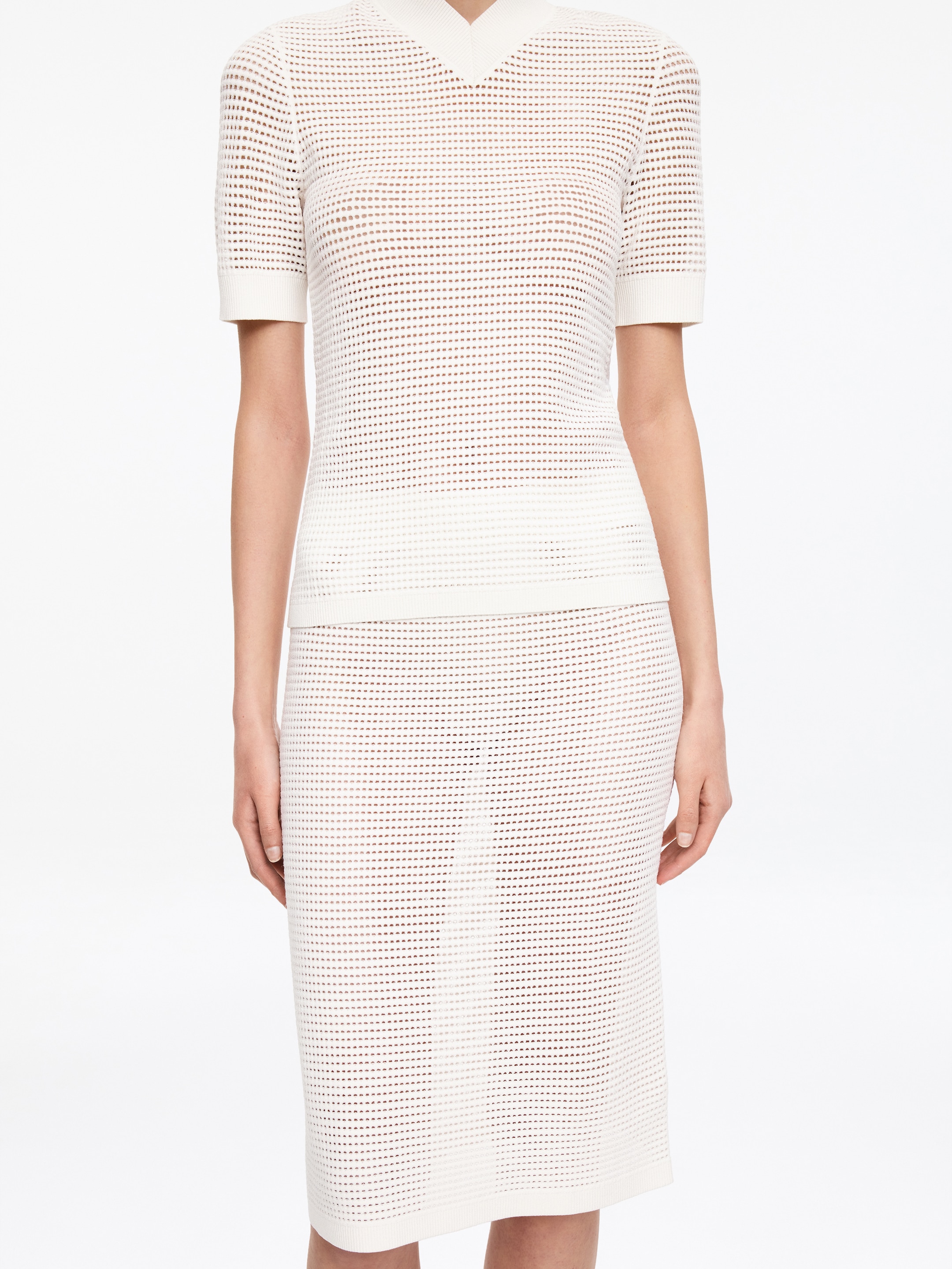 Stickad pennkjol - Vit - Regular fit - Women - StillMedia/Lookbook - 2