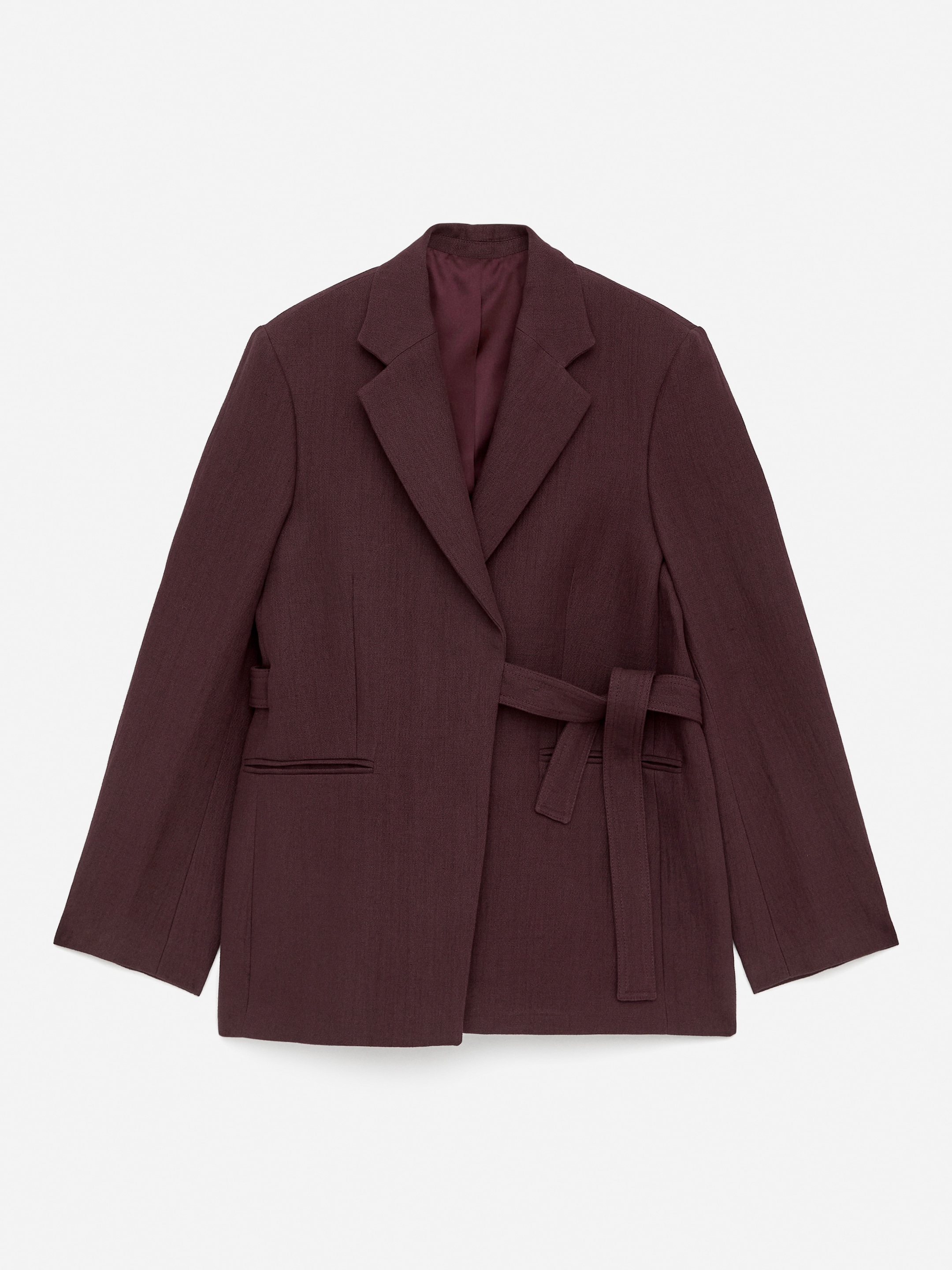 Blazer en coton et lin-#402A32-14962