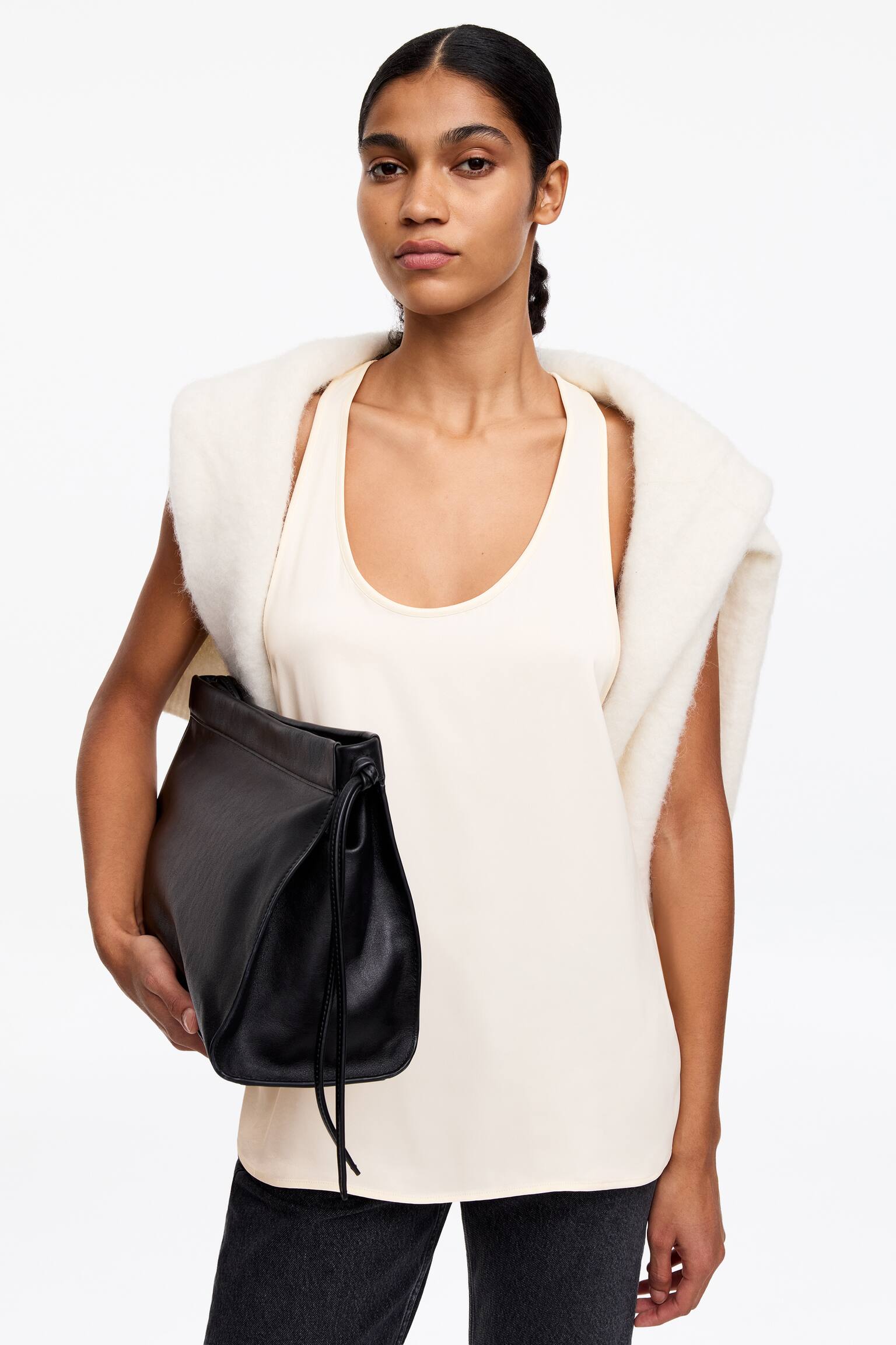 Sportos szatén felső - Törtfehér - 8