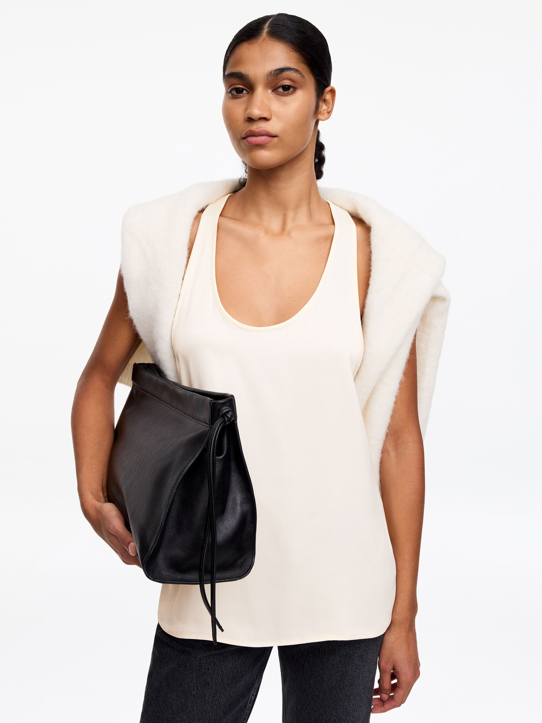 Sportoberteil aus Satin - Cremeweiß - Regular Fit - Damen - StillMedia/Lookbook - 5