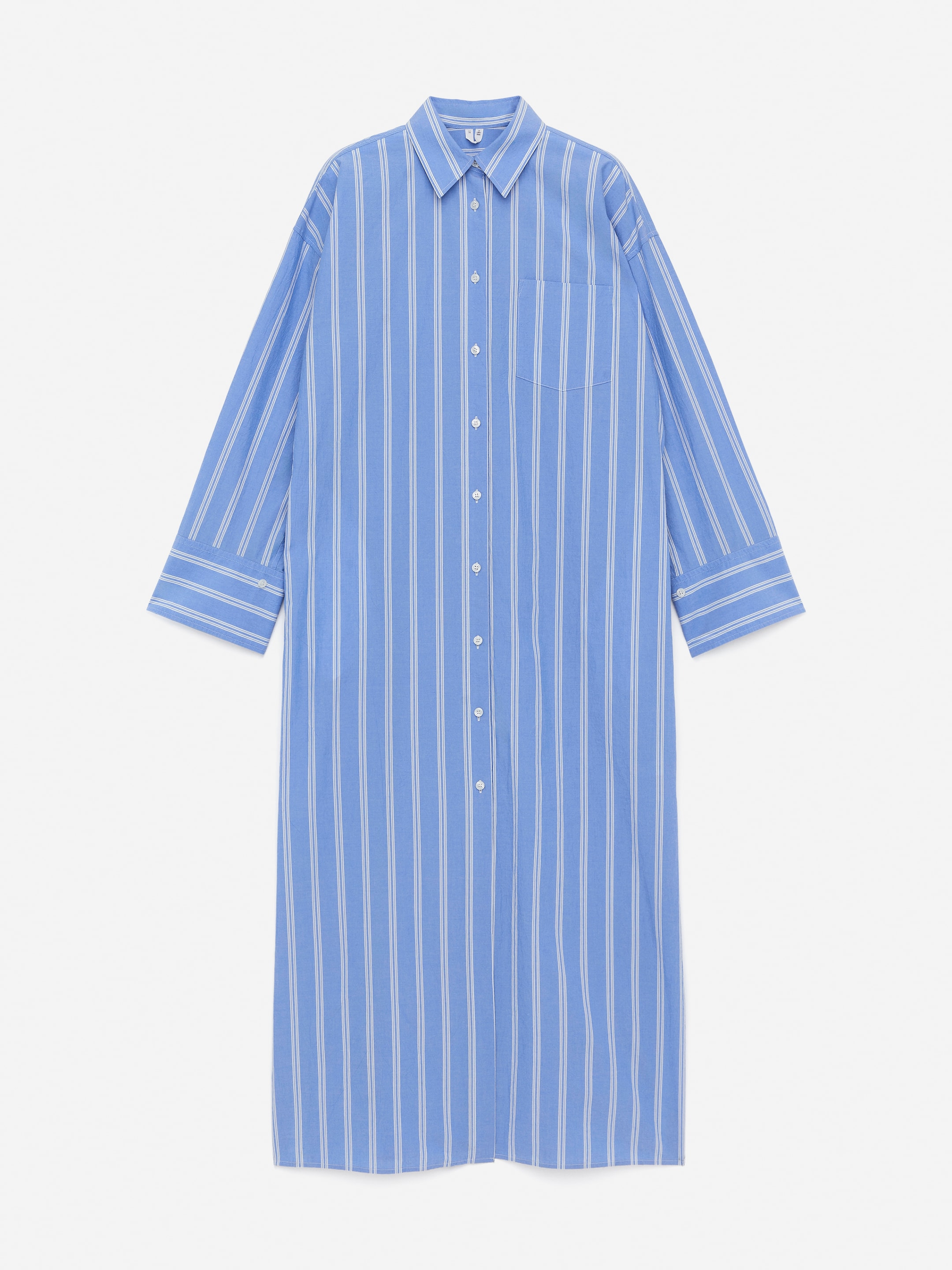 Cotton Shirt Dress - Blue/White - Loose fit - Women - StillMedia/DescriptiveStillLife - 2