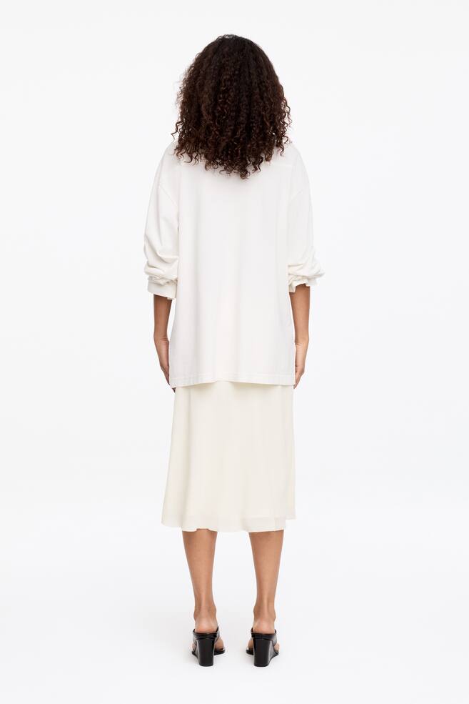 Chiffon Midi Skirt - Off White/Black - 4