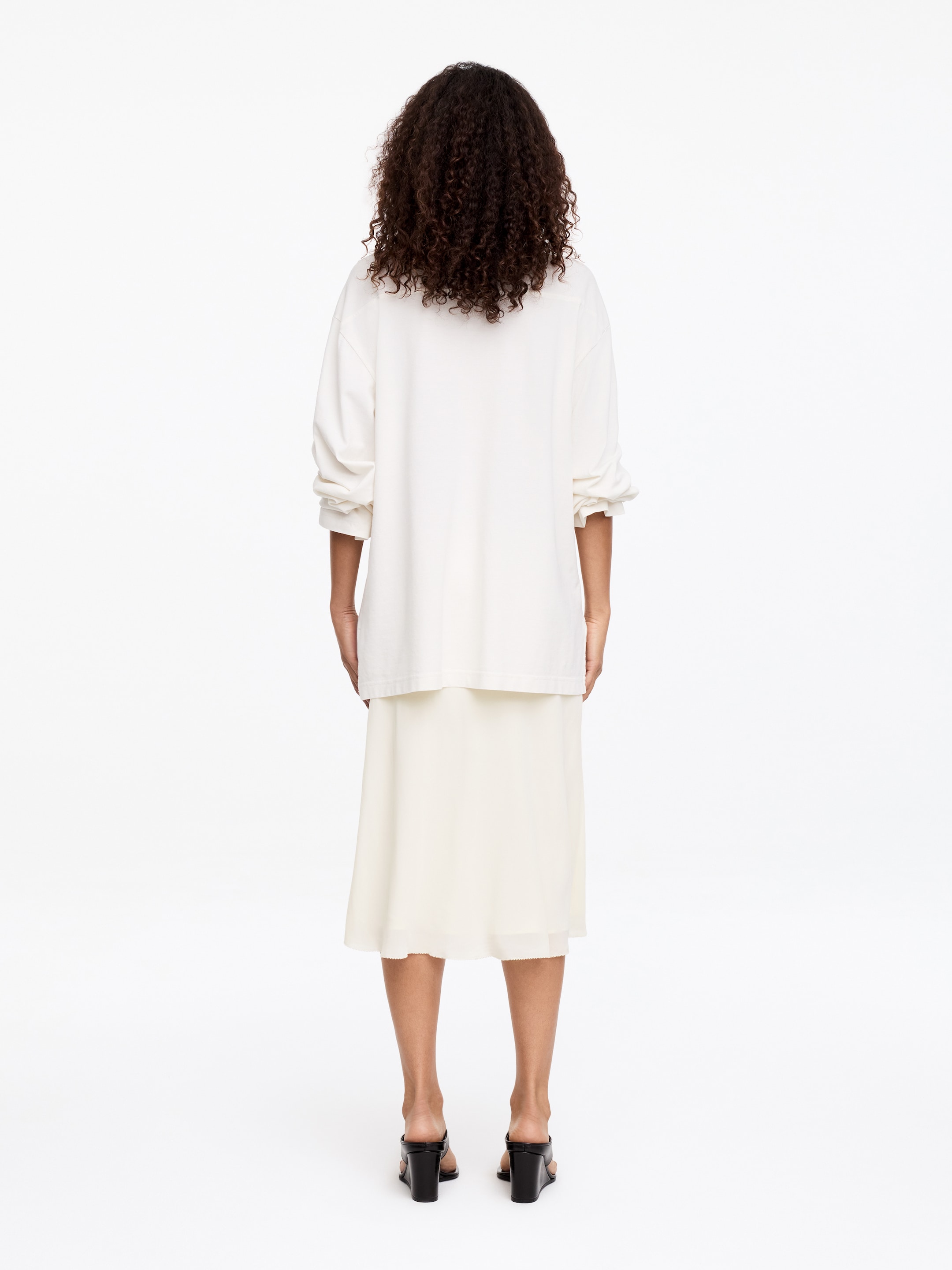 Chiffon Midi Skirt - Off White - Regular fit - Women - StillMedia/Lookbook - 6