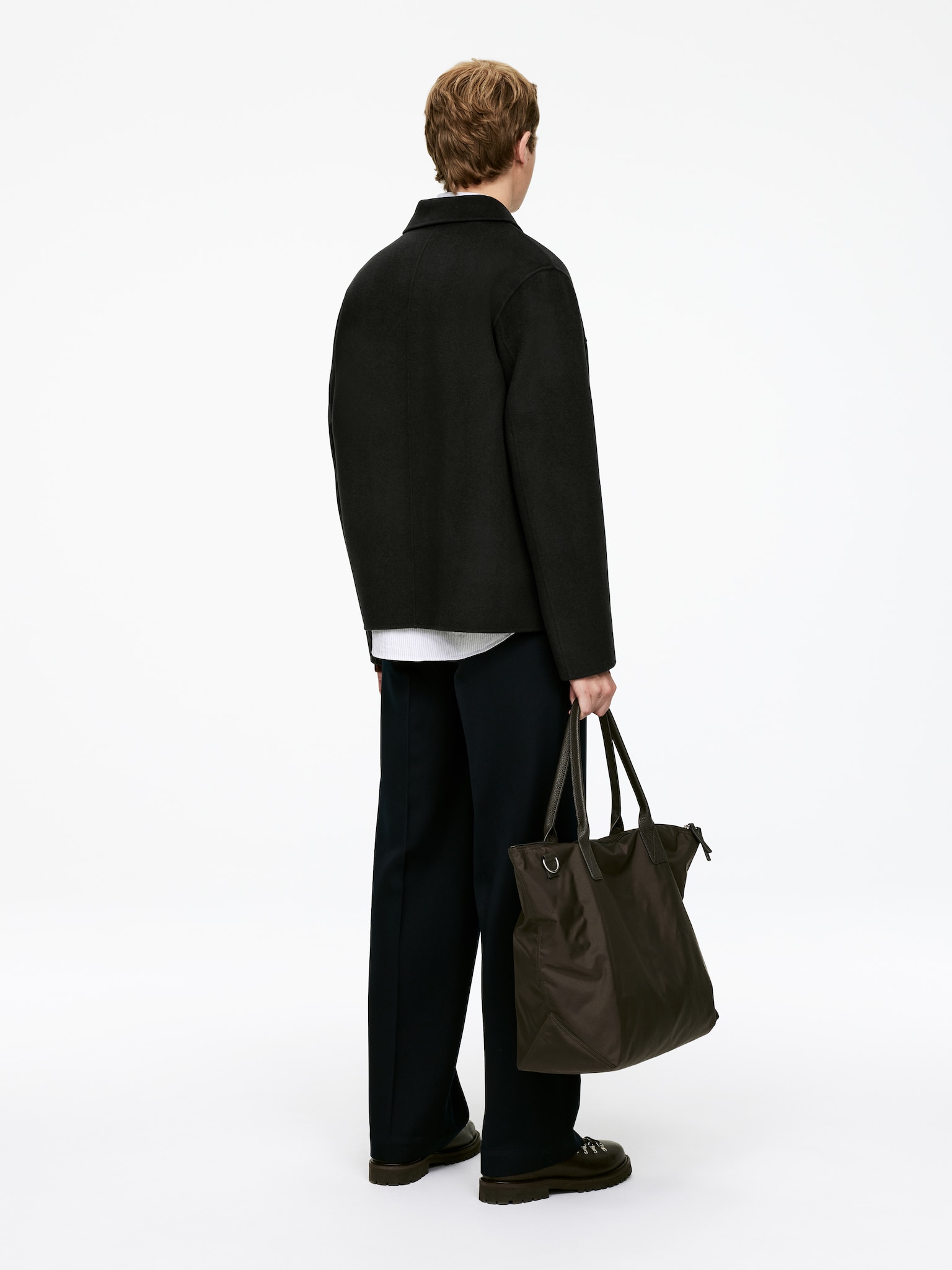 Dubbelvävd ulljacka - Off-black/Mörkblå/Mörkbeige - 3
