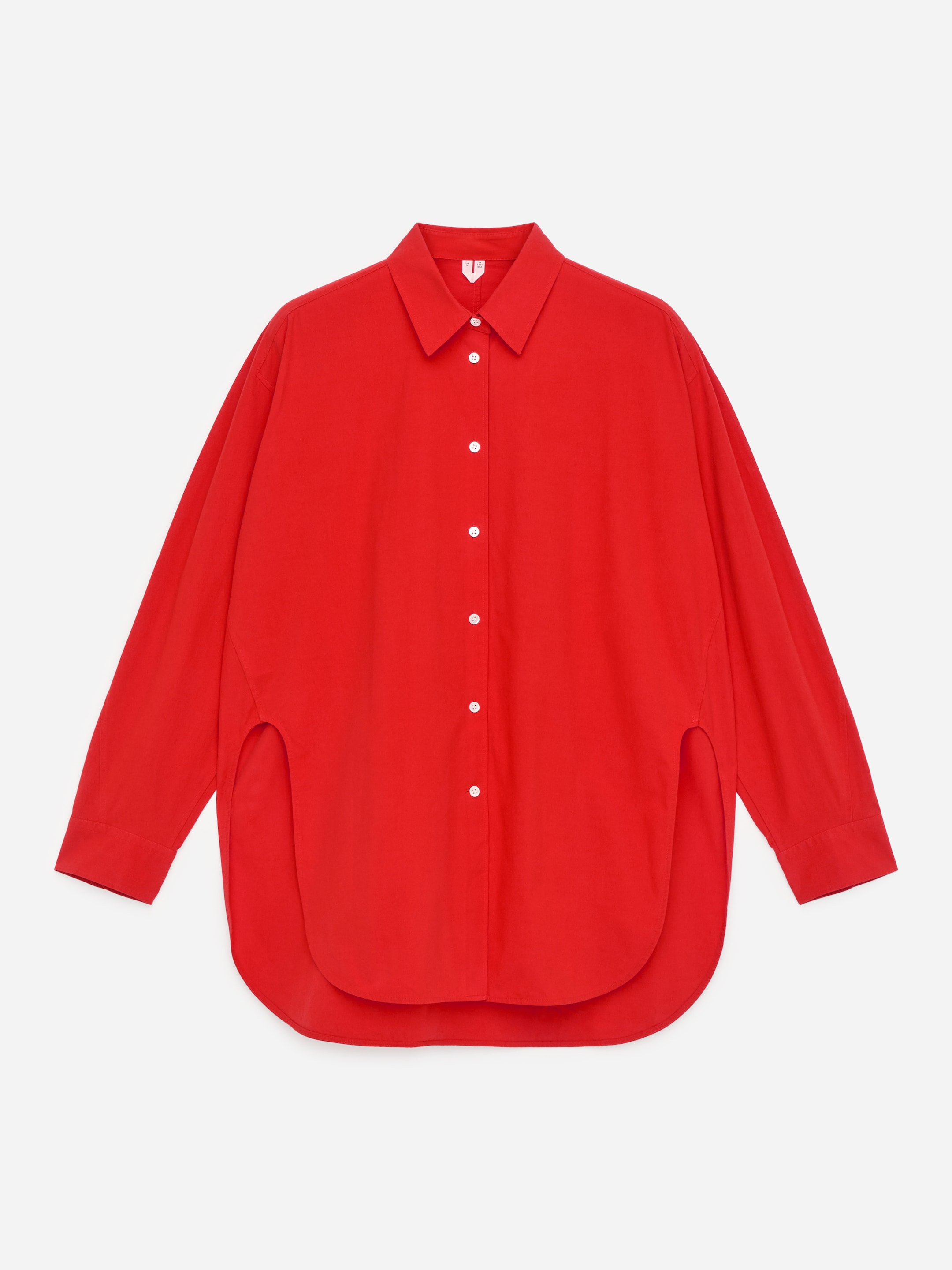 Curved Slit Shirt - Red - Loose fit - Women - StillMedia/DescriptiveStillLife - 1