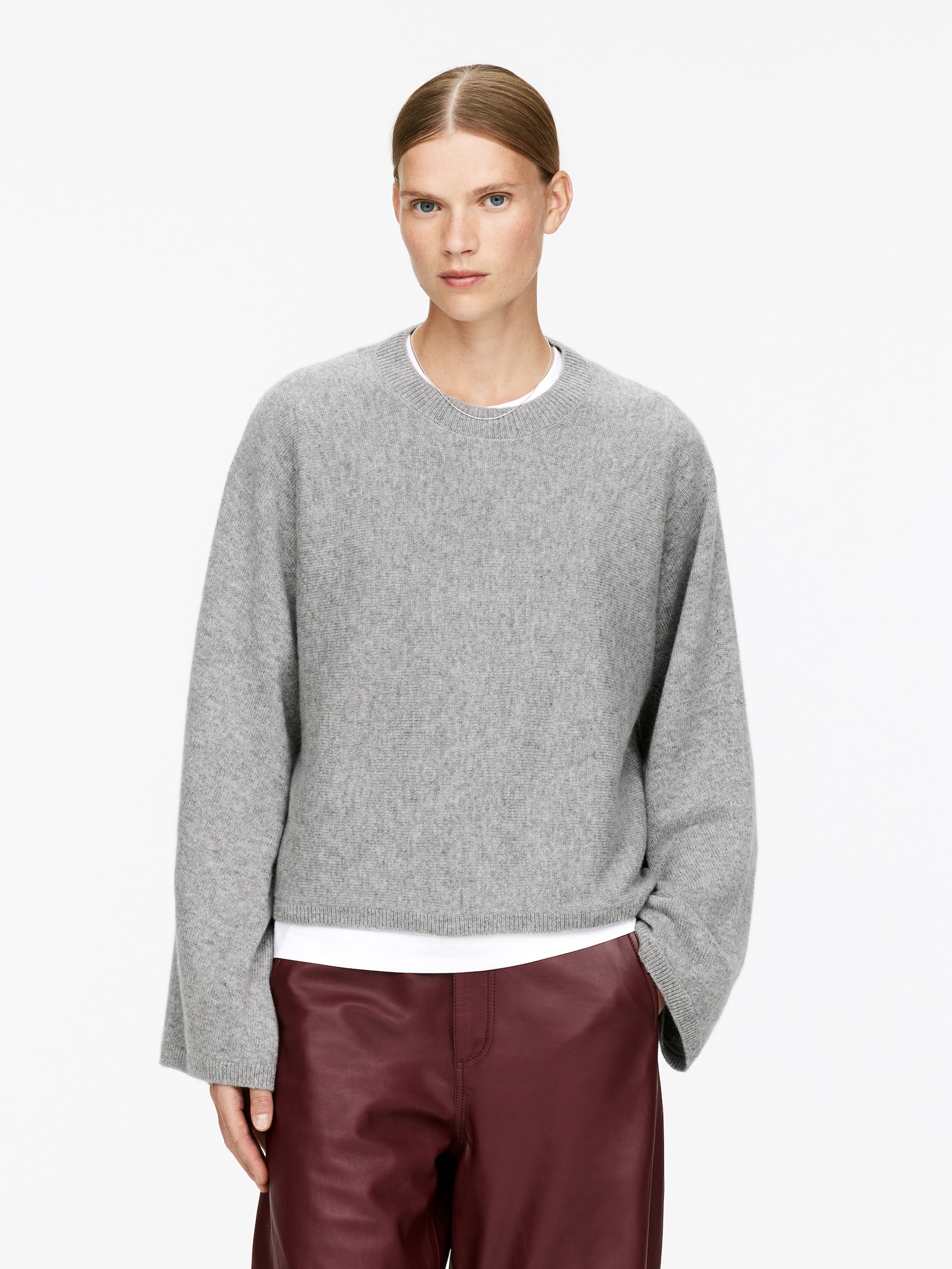 Maglione in puro cashmere con dettagli cut out​ - Grigio mélange