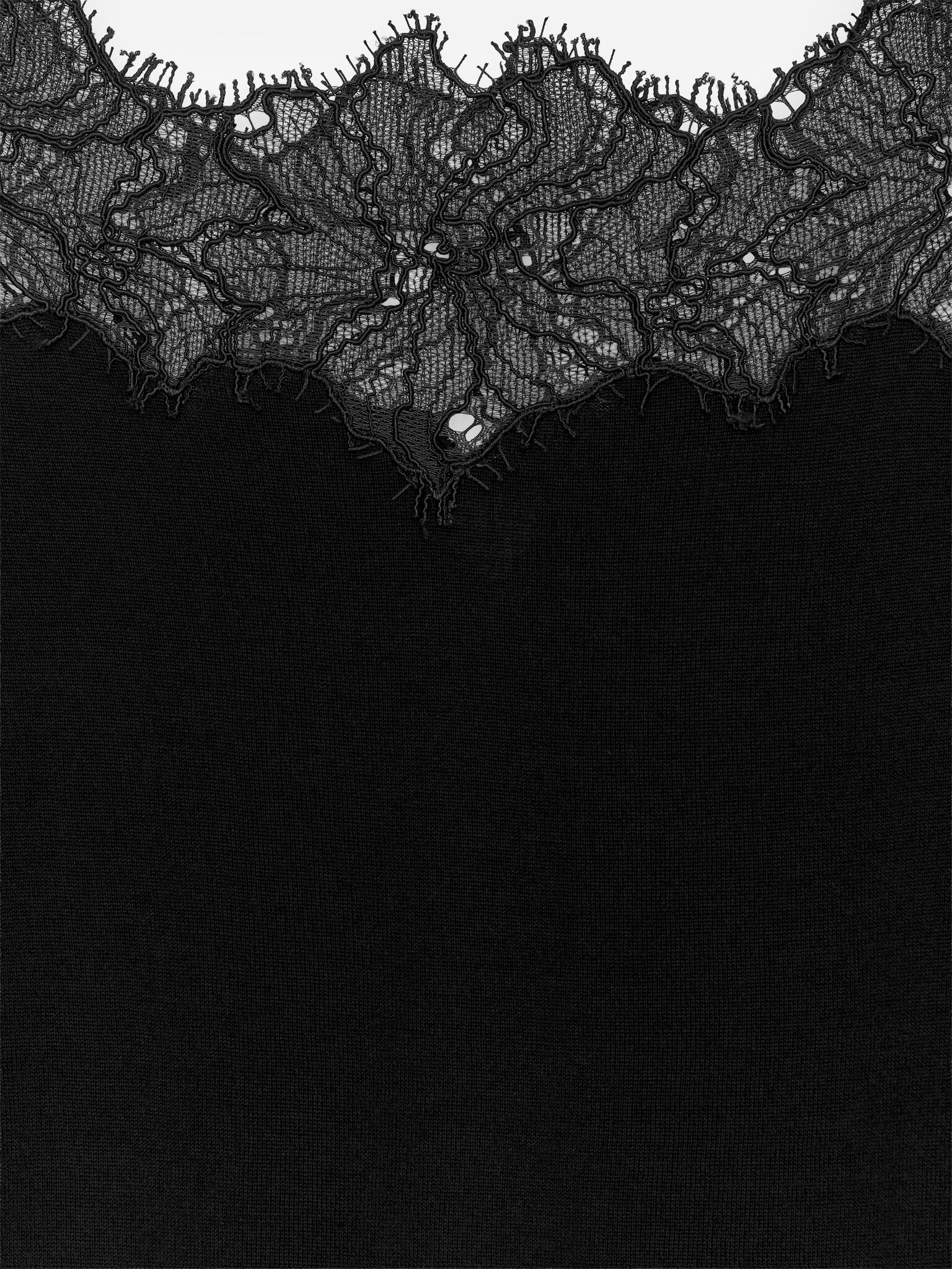 Pletený top s krajkovým detailem - Černá - 6