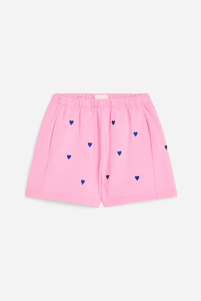 Embroidered Cotton Shorts - Pink - 1