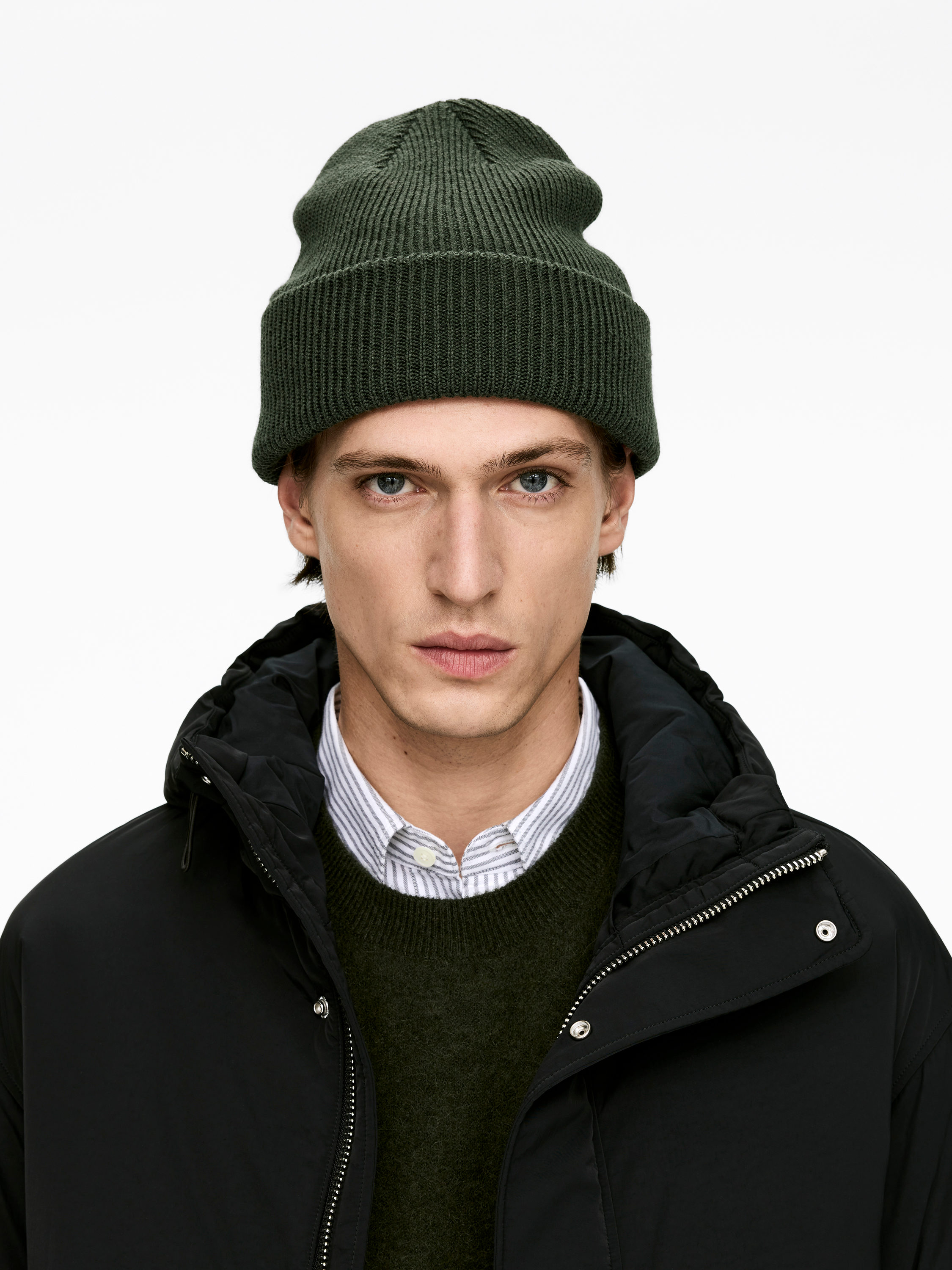 Wool-Cotton Beanie - Khaki Green - Men - StillMedia/Lookbook - 3
