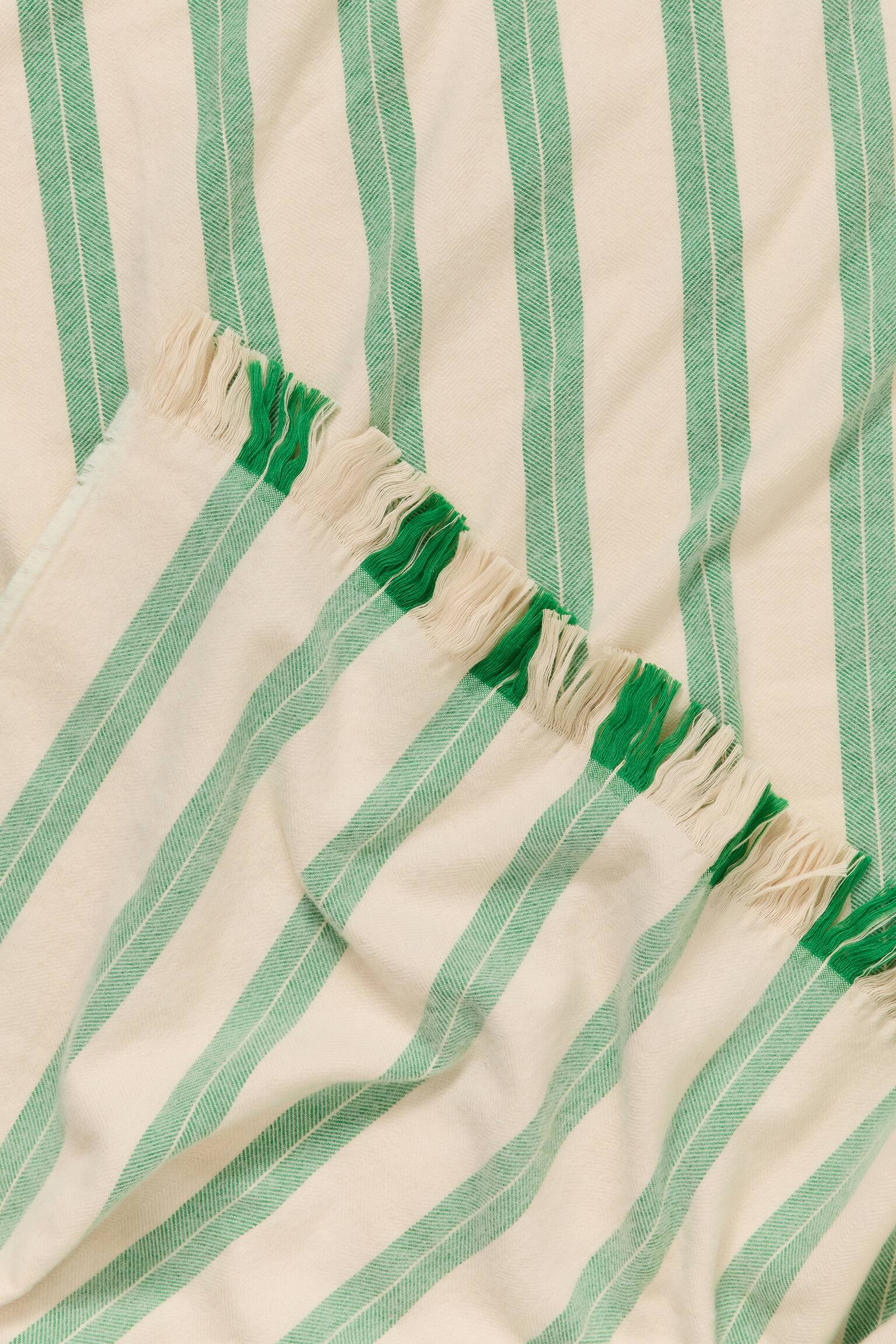 Deken van wol en katoen - Groen/beige - 2