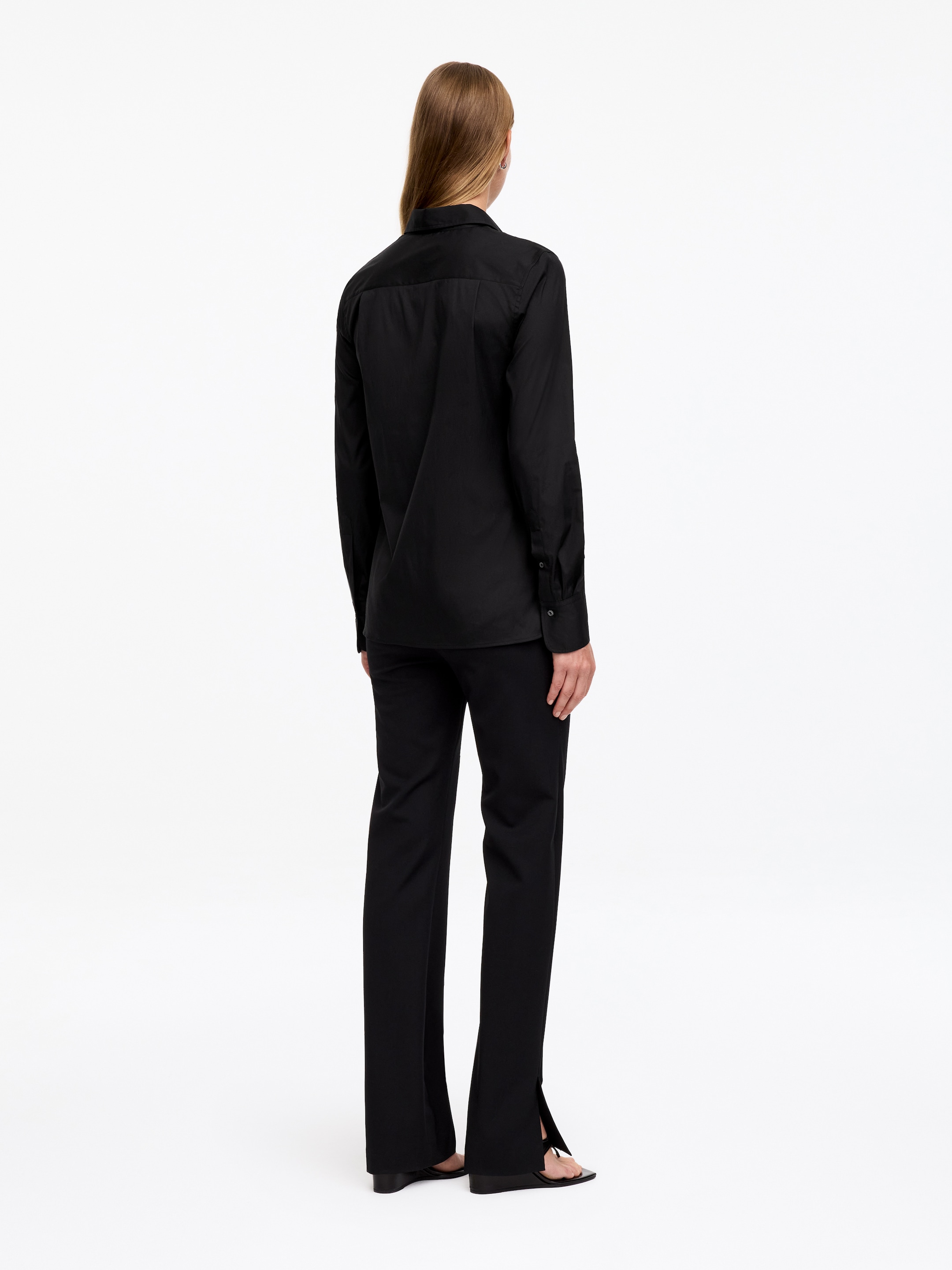 Slim Stretch Cotton Shirt - Black - Slim fit - Women - StillMedia/Lookbook - 2