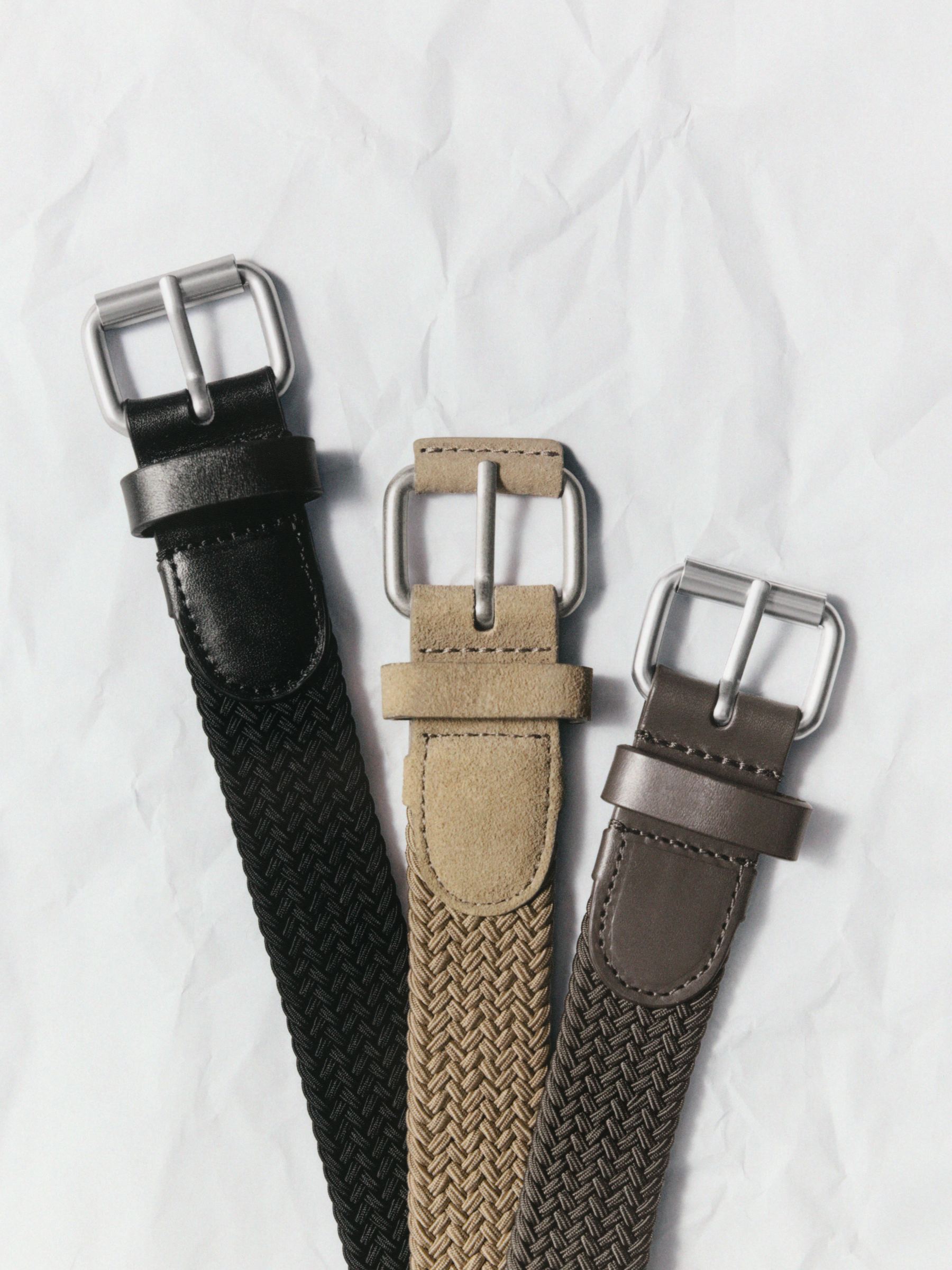 Flechtgürtel mit Lederbesatz - Dunkles Graubraun - Herren - StillMedia/Environmental - 1