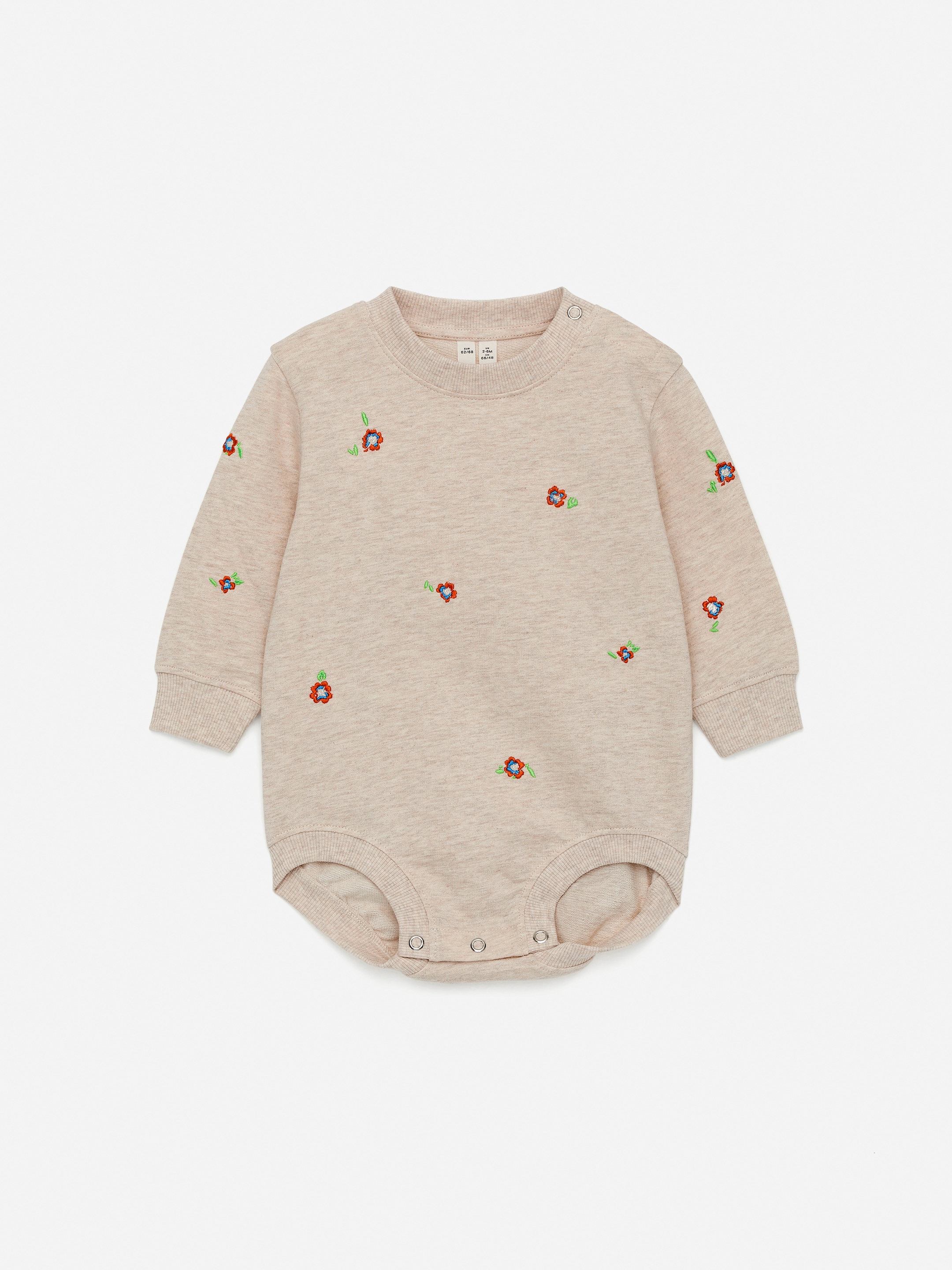 View larger image: Embroidered Sweatshirt Romper - Beige - Kids | H&M GB 1