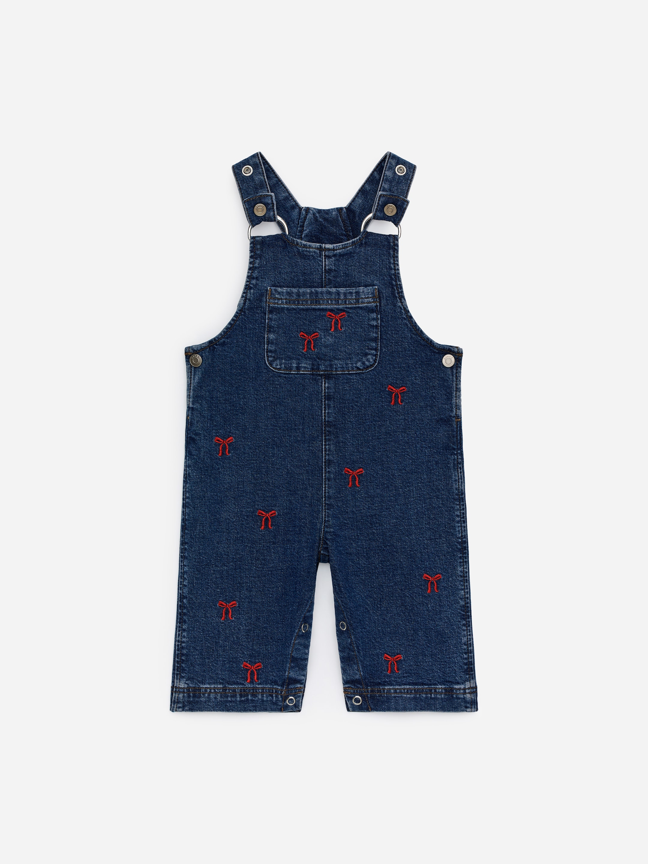 Salopette in denim con ricami-Blue-17394