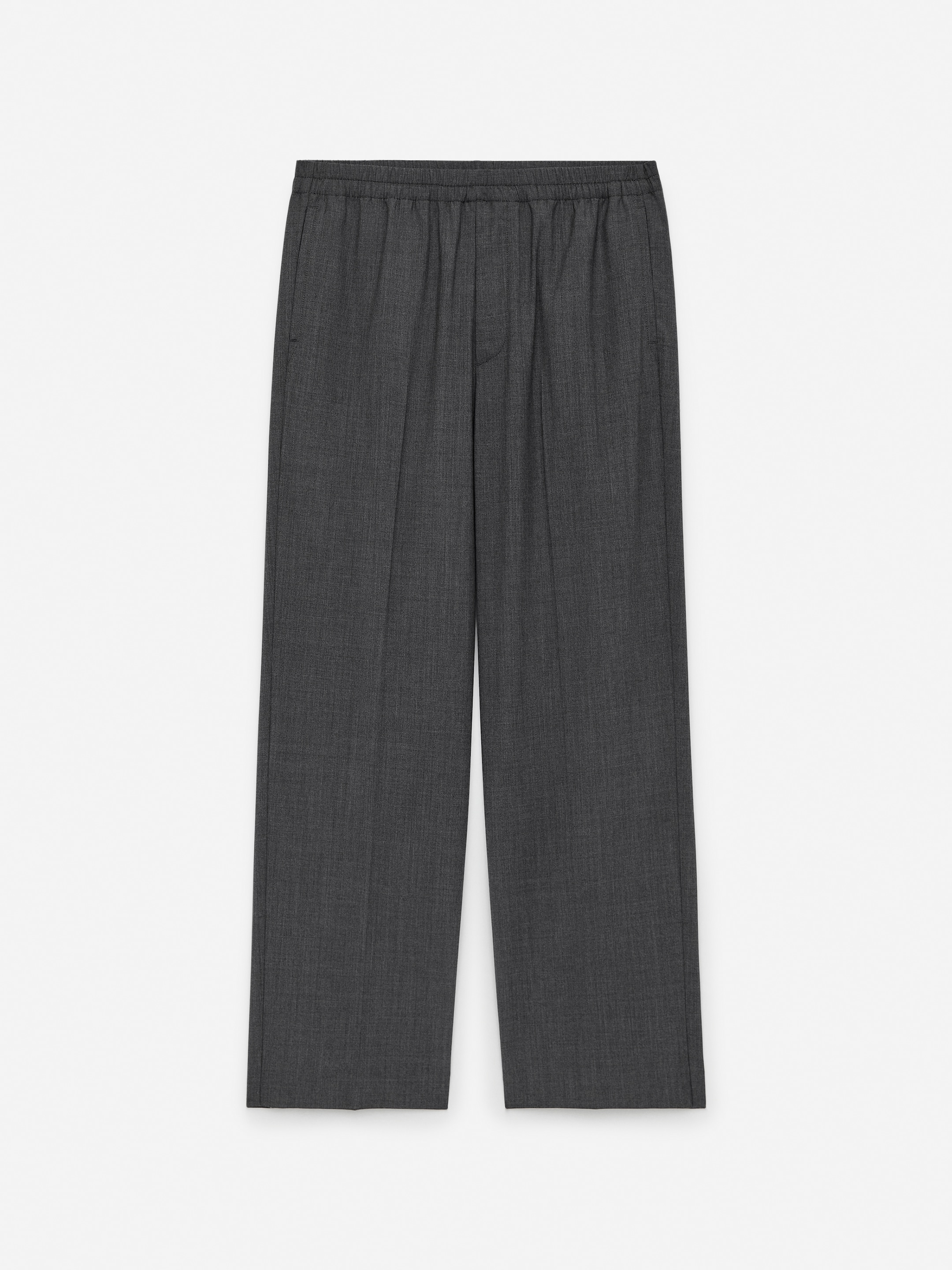 Drawstring Wool Trousers-#505050-14497